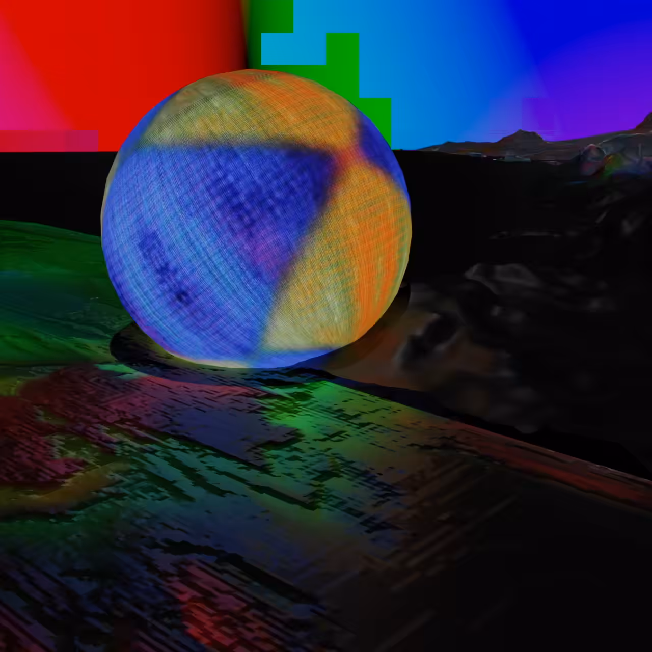 Cinematic Orb in a River under Accidental Pixels 