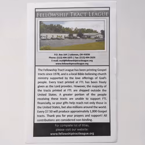 Fellowship Tract League Order Form