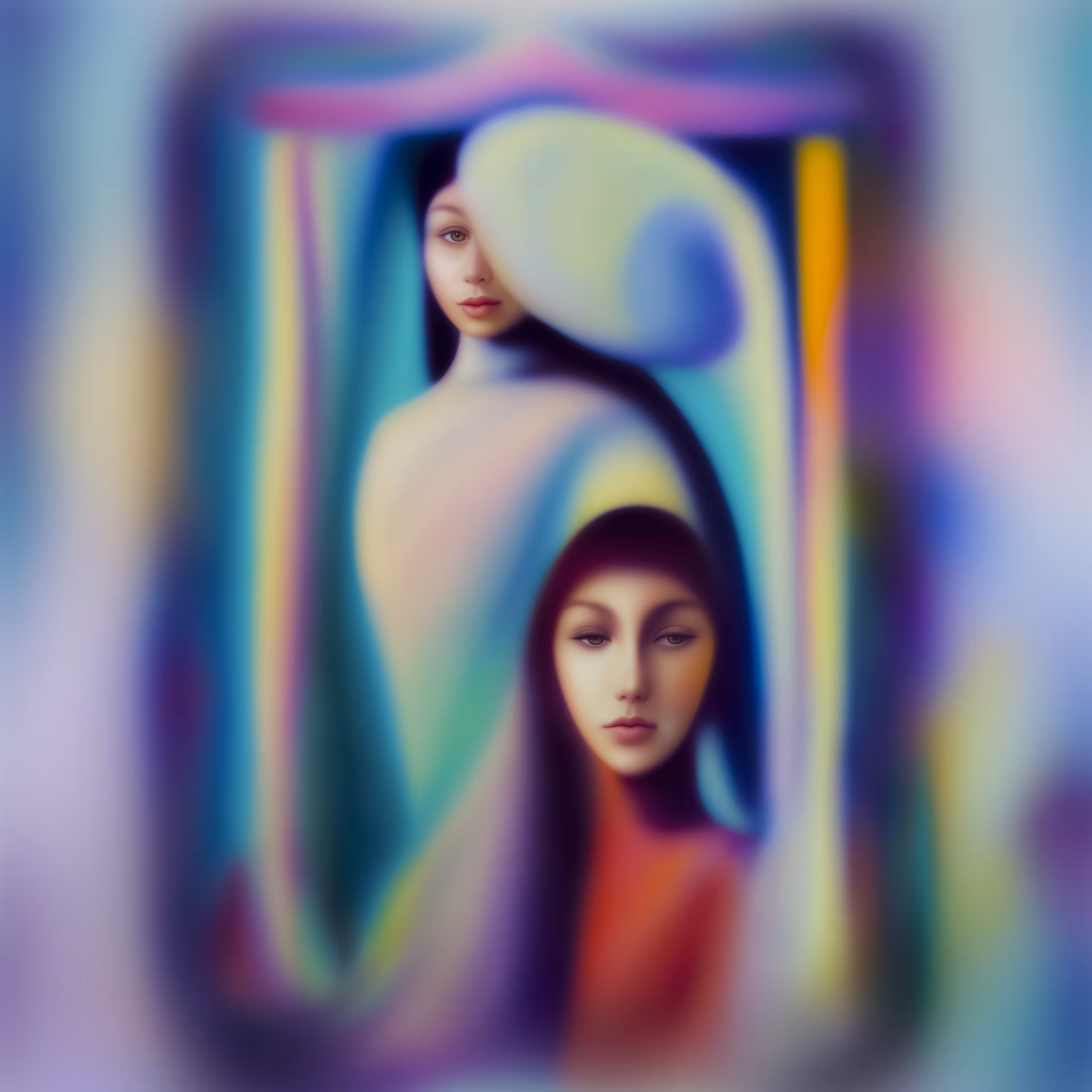 Two Women in Abstract Hues