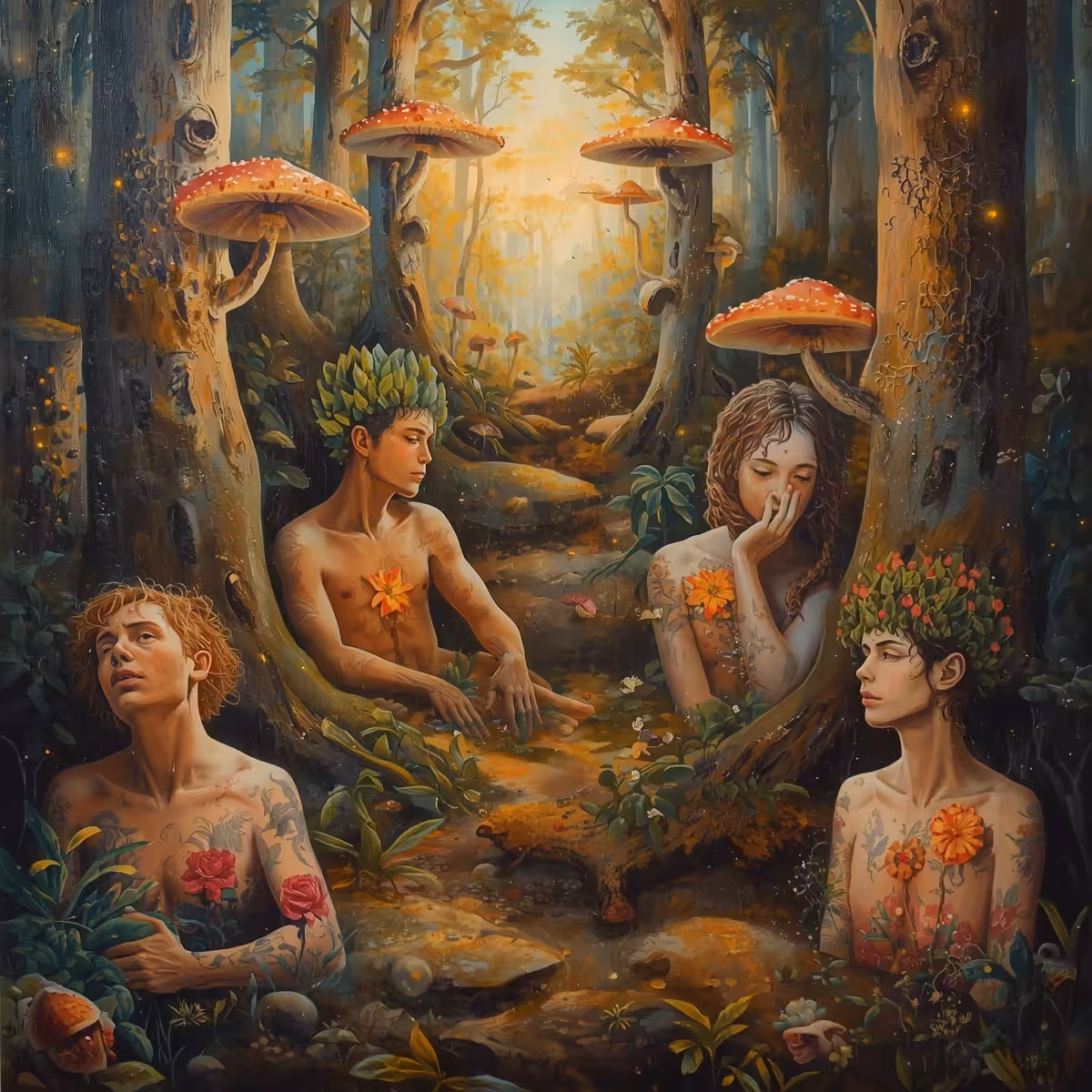 Man, forest life