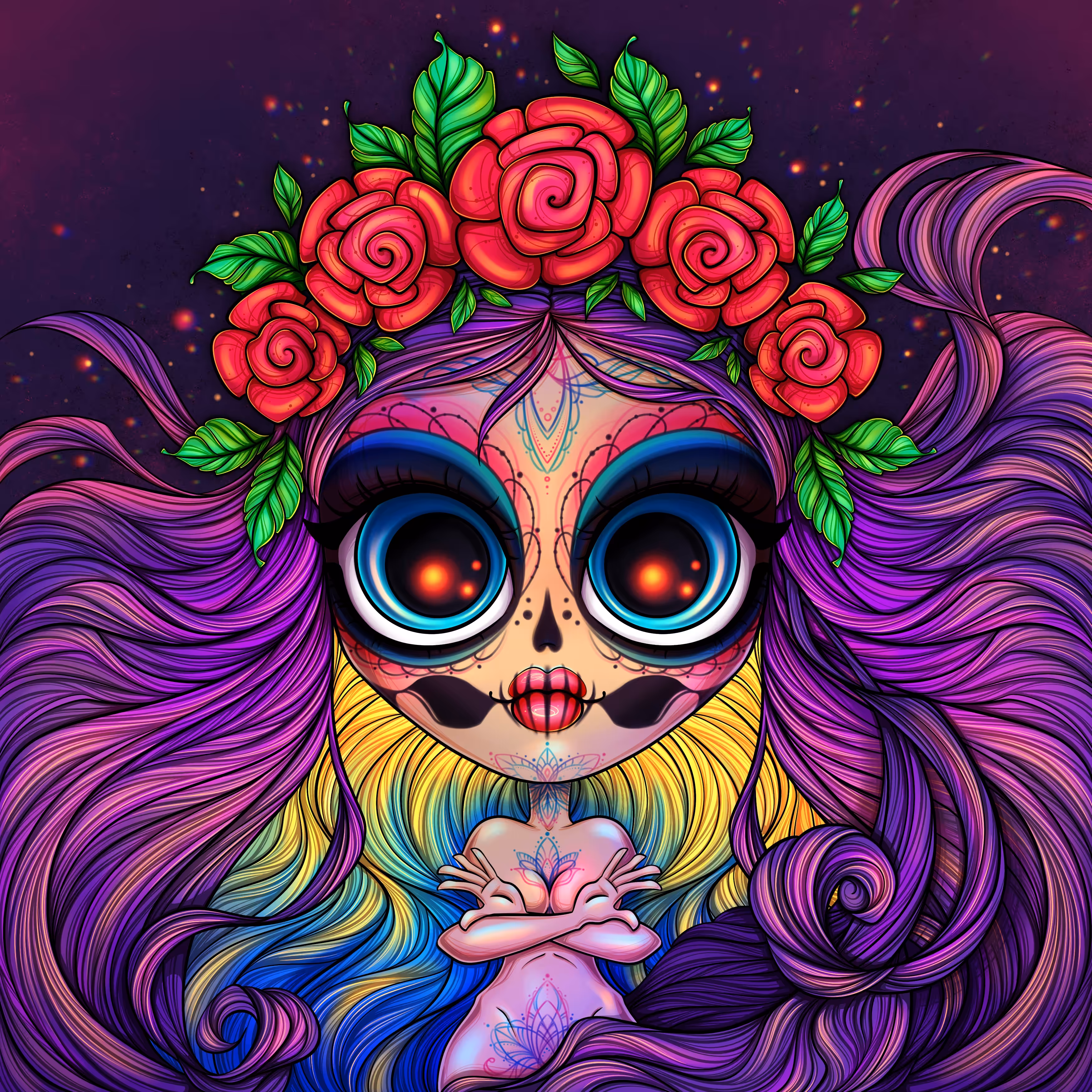 Neon Los Muertos Girl 
