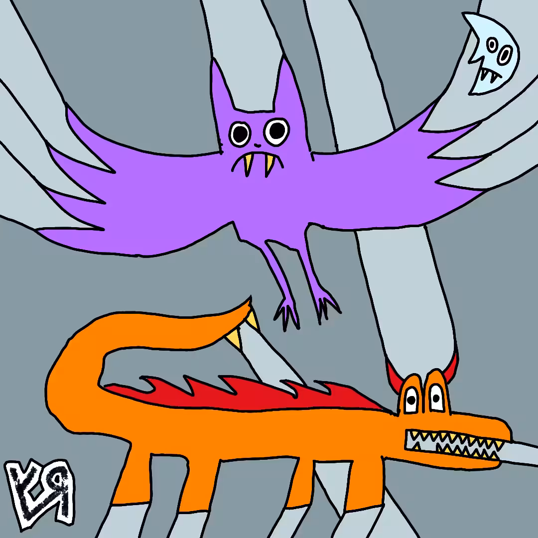 Post-Apocalypse ARTZ: "Bat and Lizard Beast" by Richard F. Yates (Holy Fool)