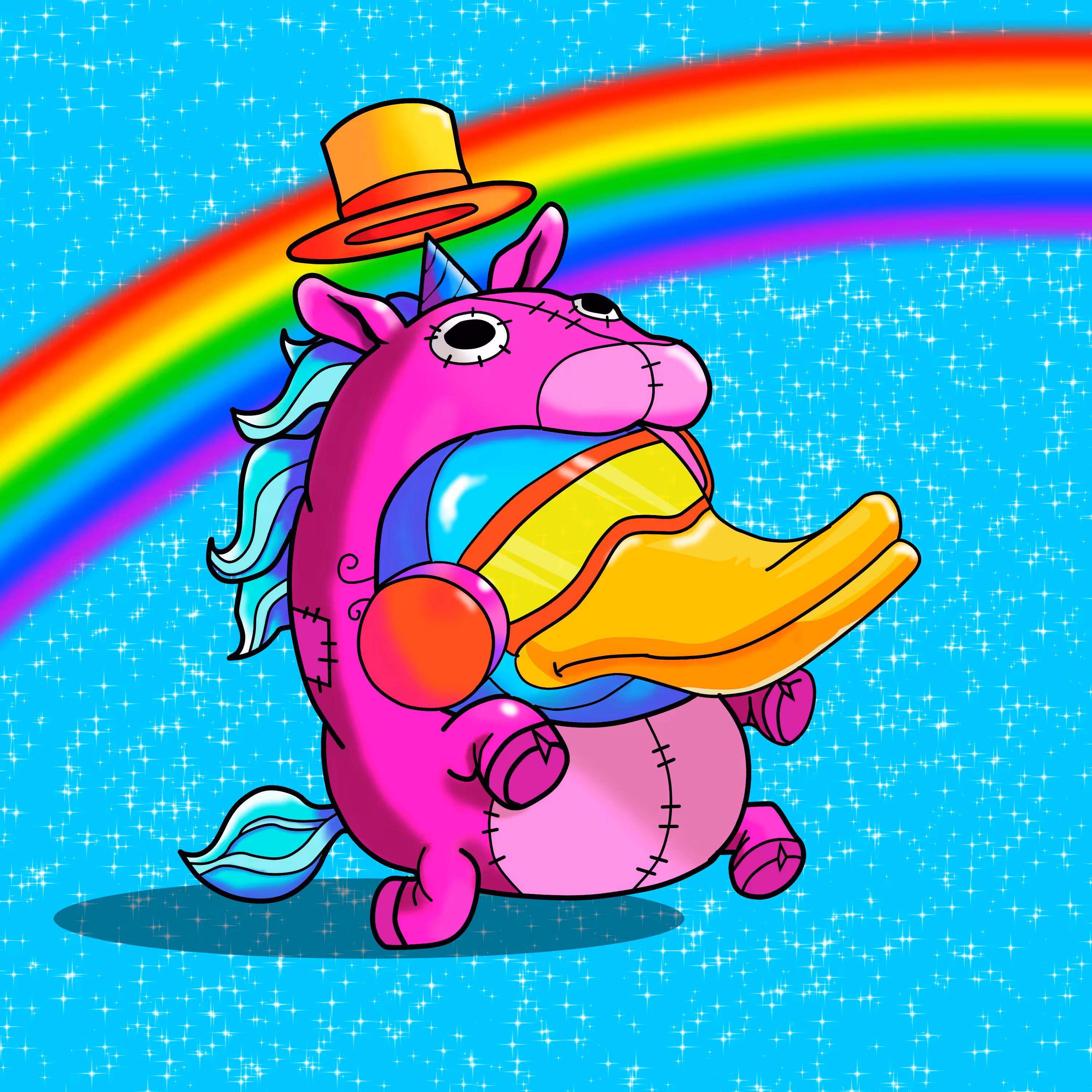slang duck wearing unicorn clothes