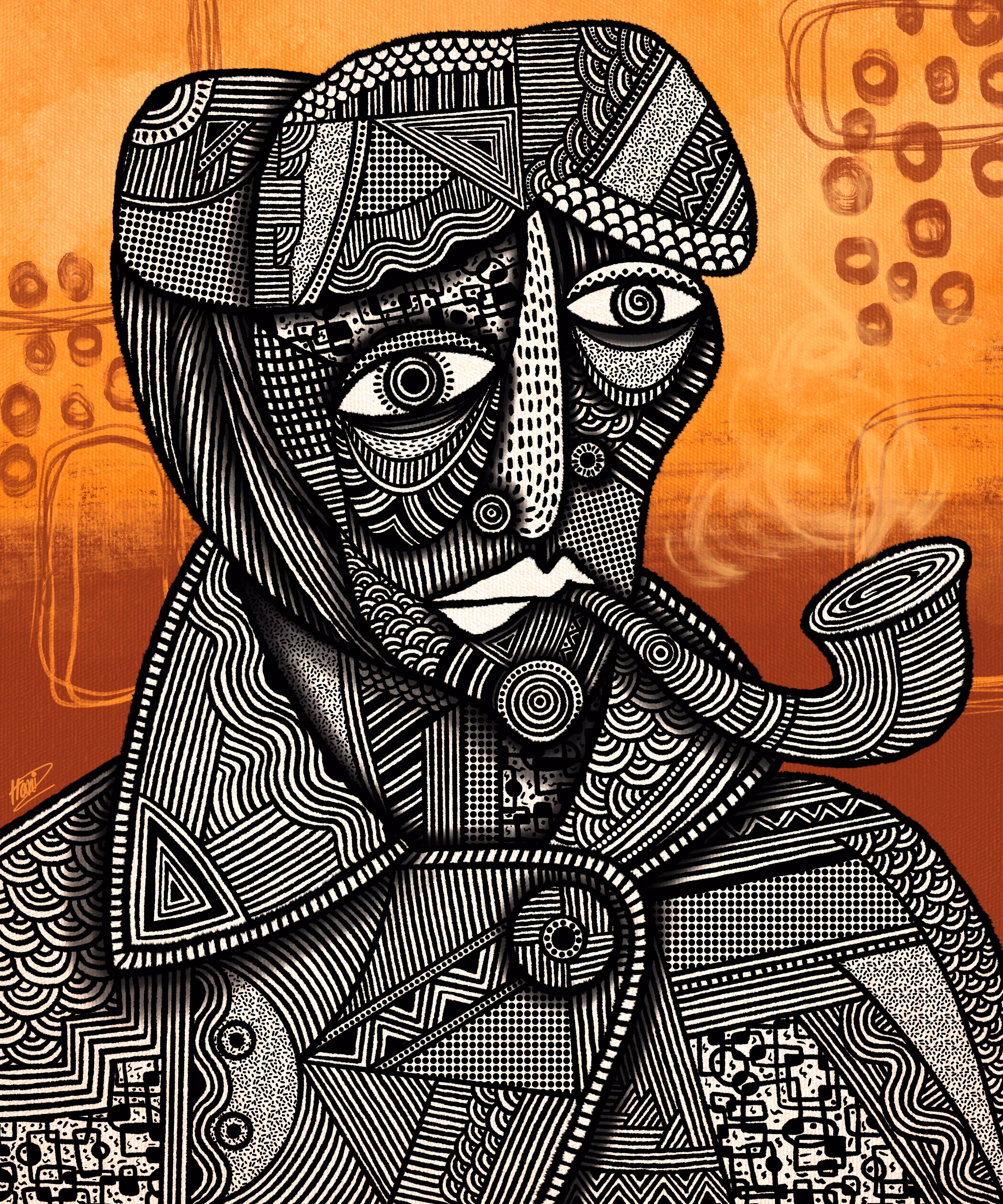 Self-Portrait with Bandaged Ear and Pipe