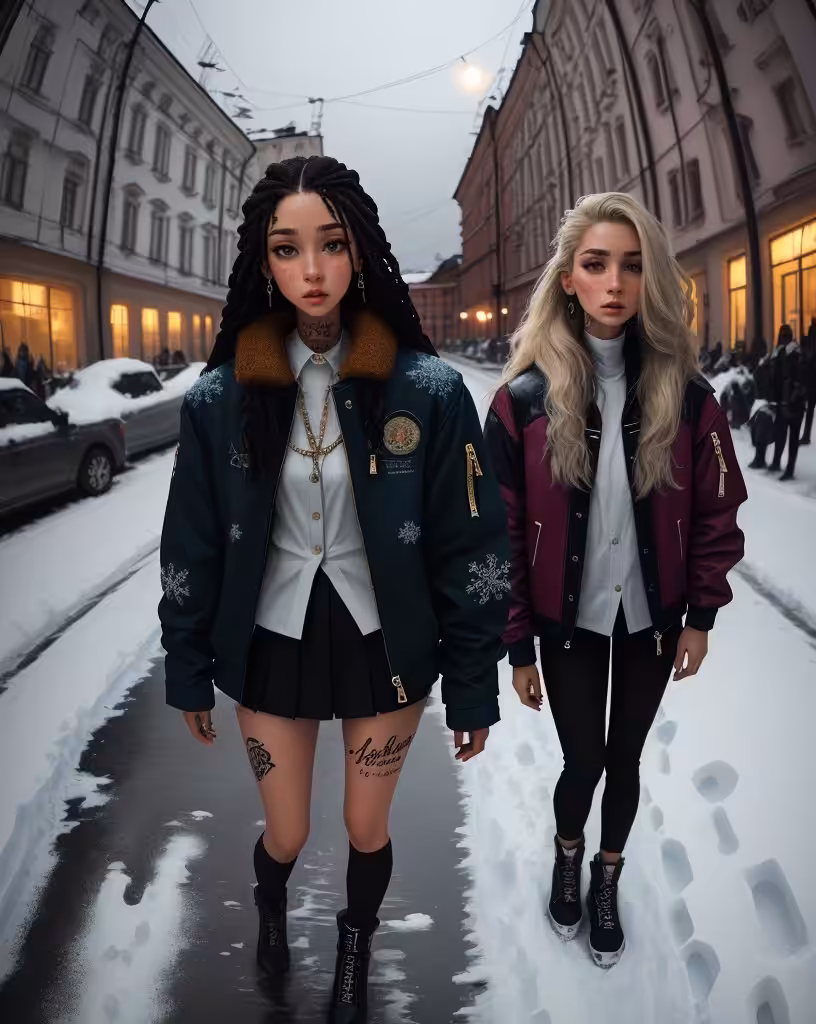 Russian girls in the center of Moscow