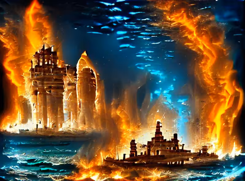 Abraham's First Works: Atlantis on fire