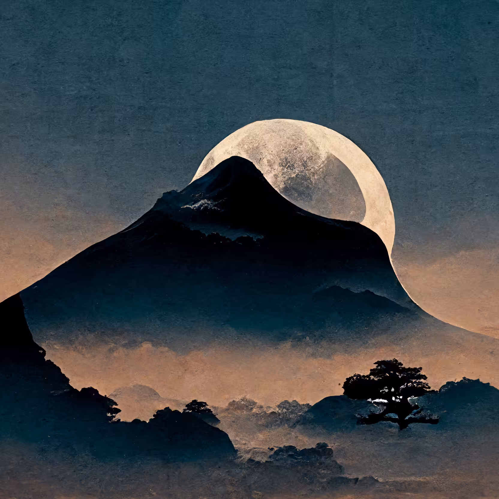 japan Art: Mount and Moon 