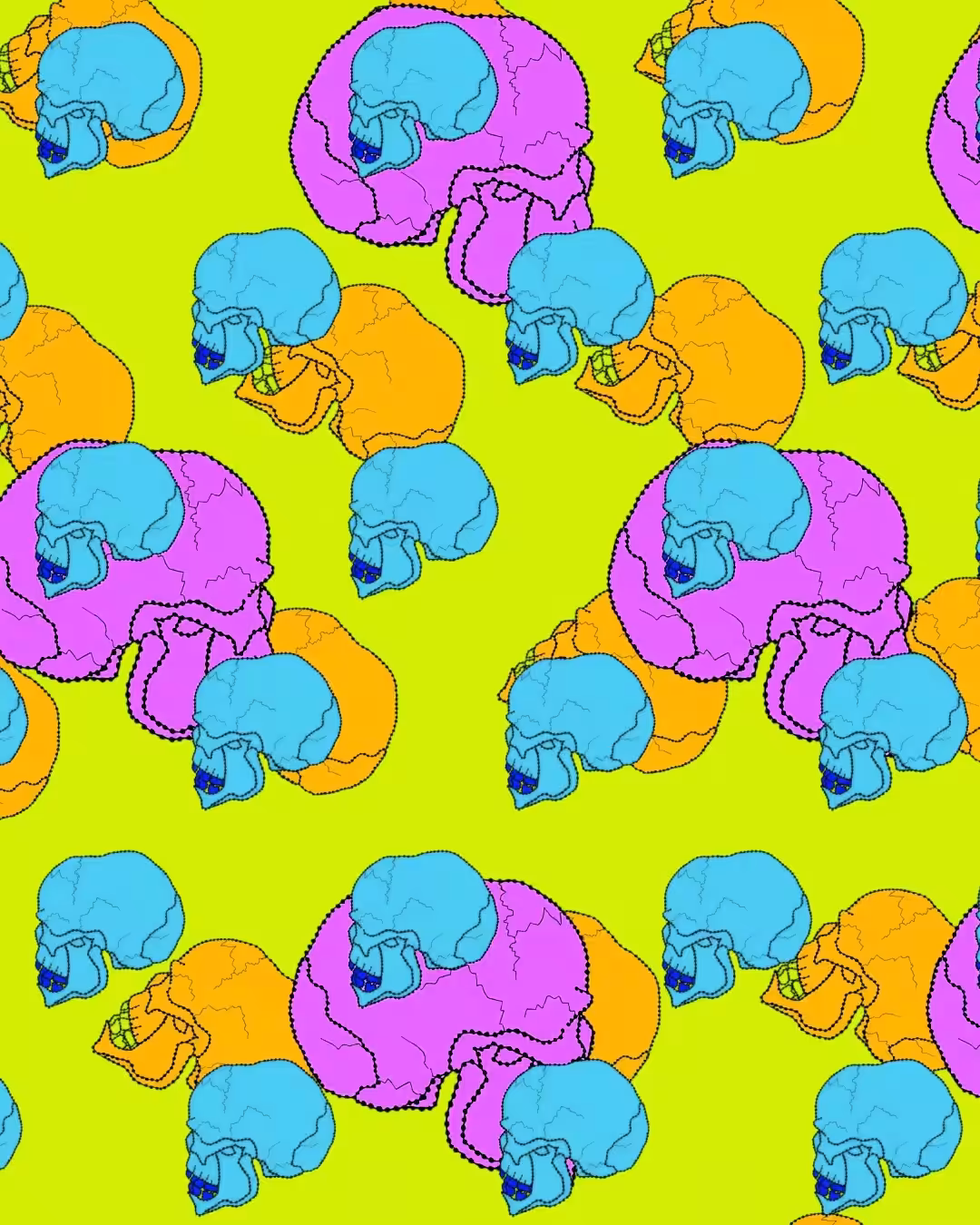 SURFING SKULLS 2// CRAZY COLORS