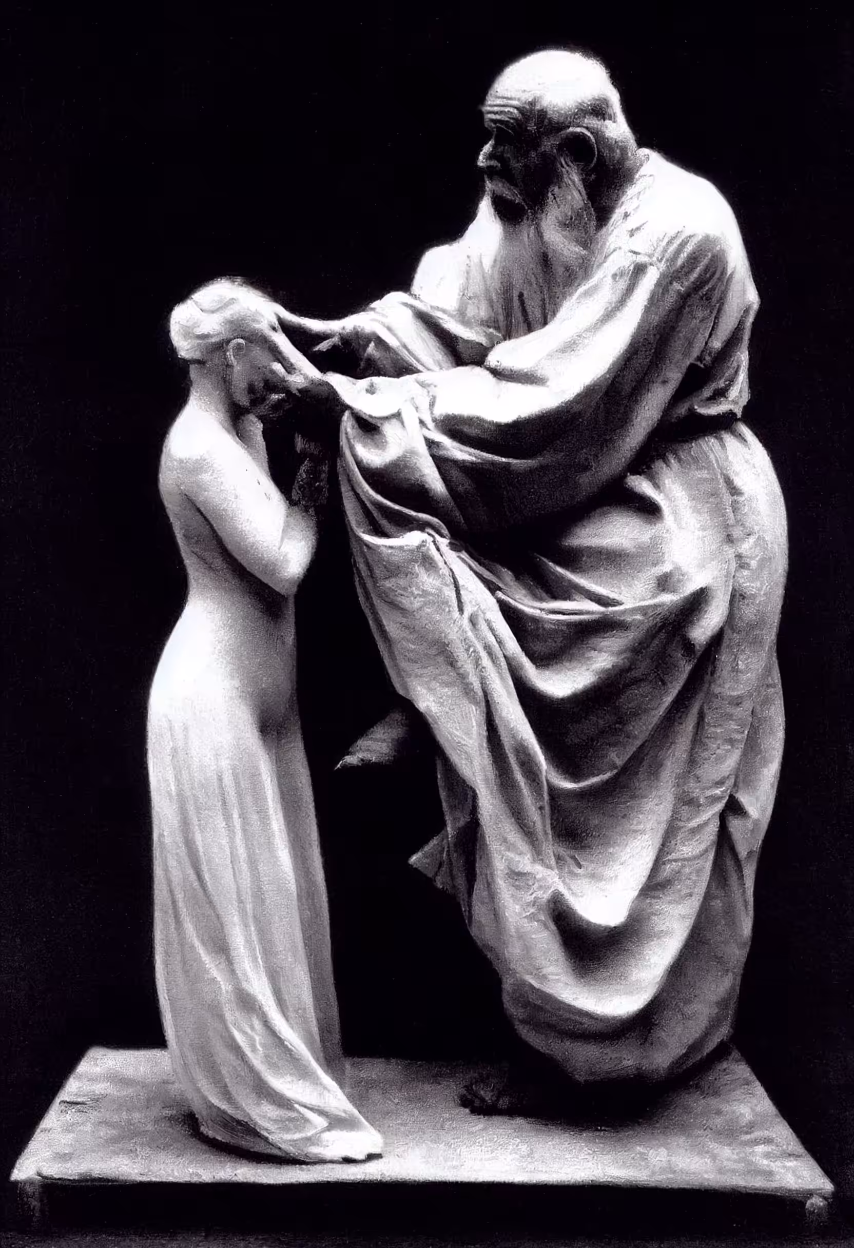 Land of the AI: Sculpture of an Old Man and an Angel