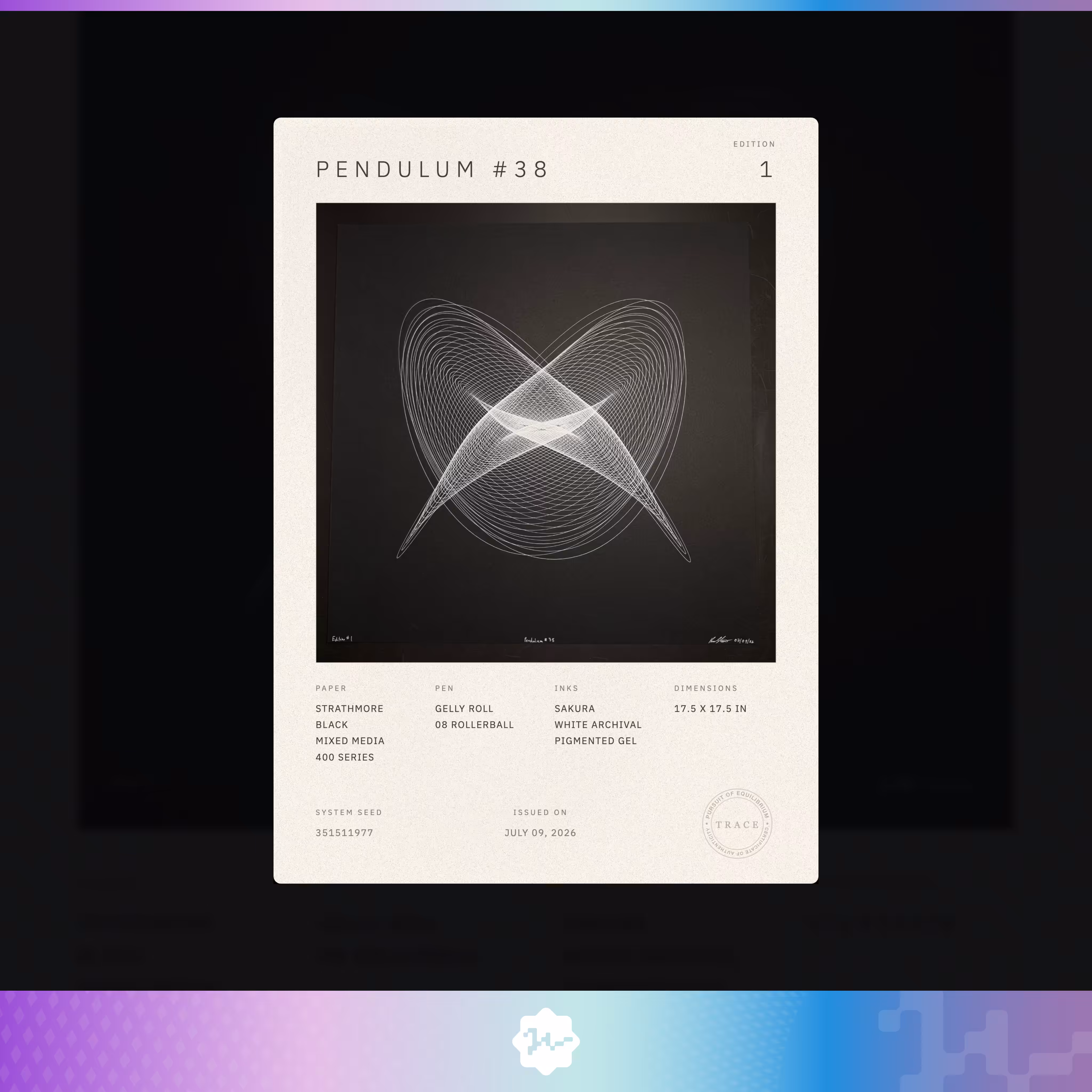 Certificate of Authenticity: Pendulum #38