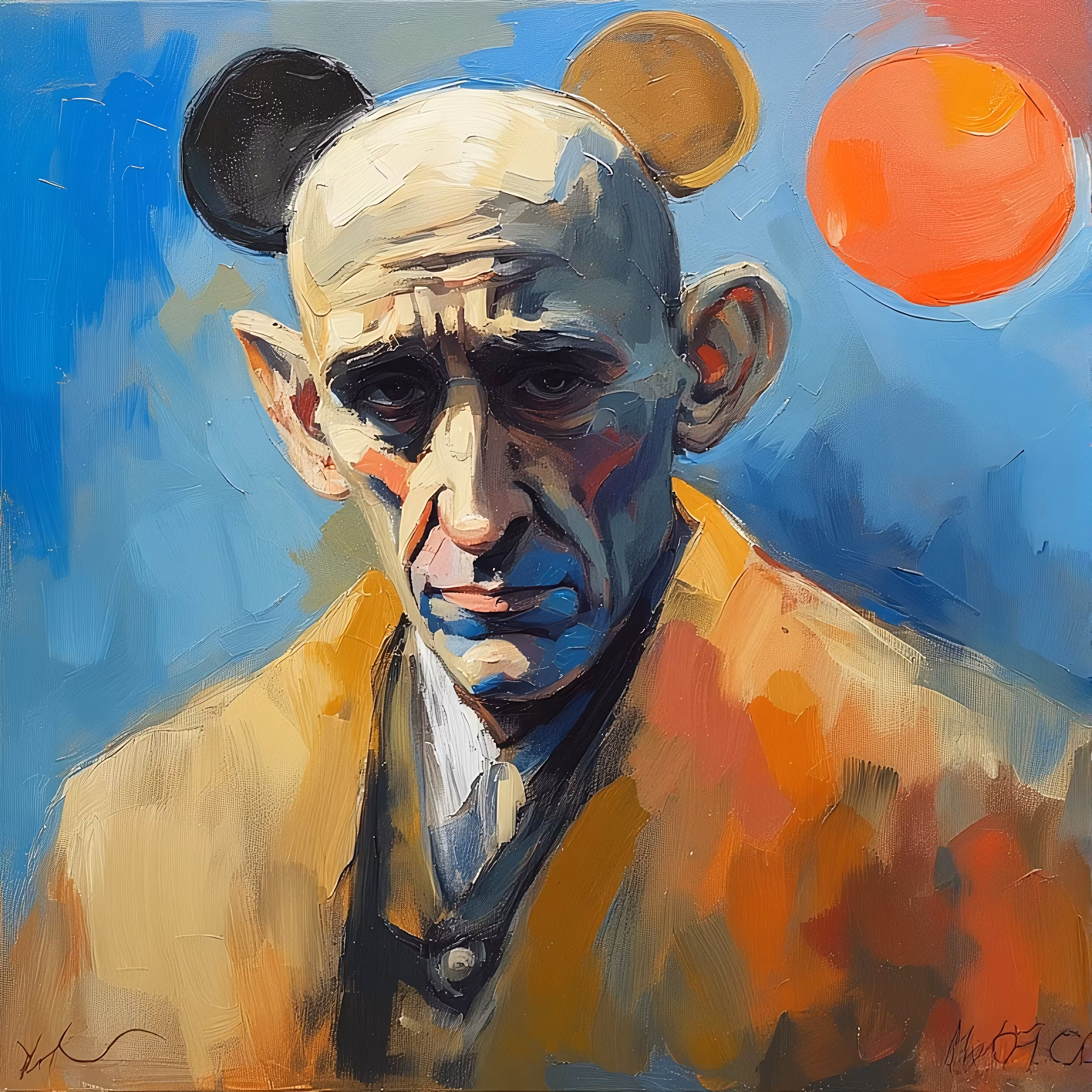 The Man with Rat Ears – A Surrealist Portrait in Warm Tones