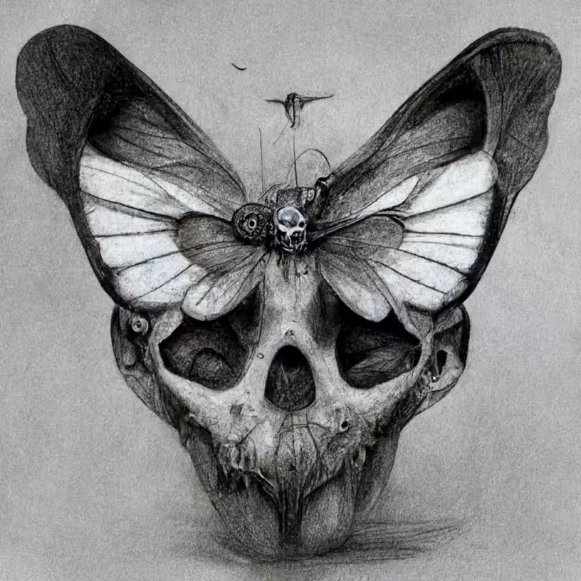 O.G. SPIRATOM - Butterfly Skullz 💀🦋 AI Concept Sketch for Bluretina