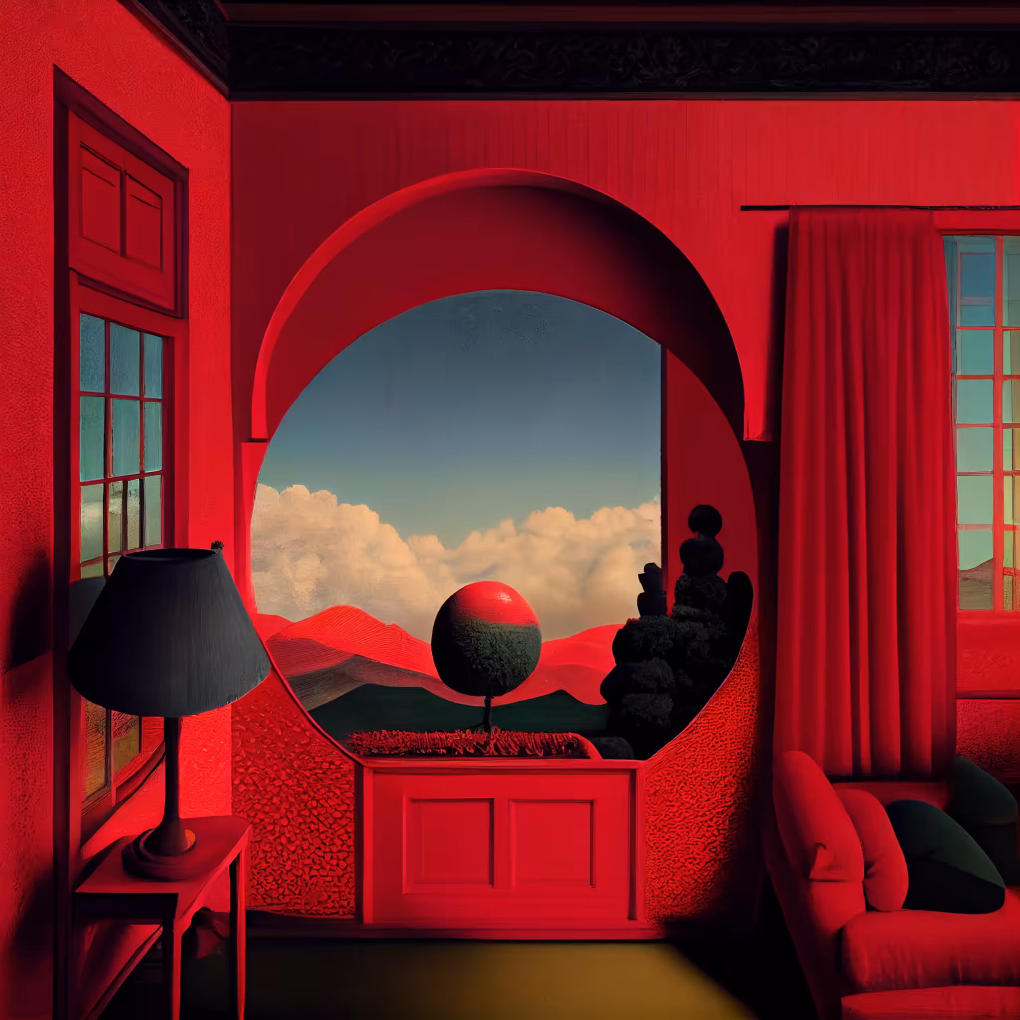 Lamp in a red room