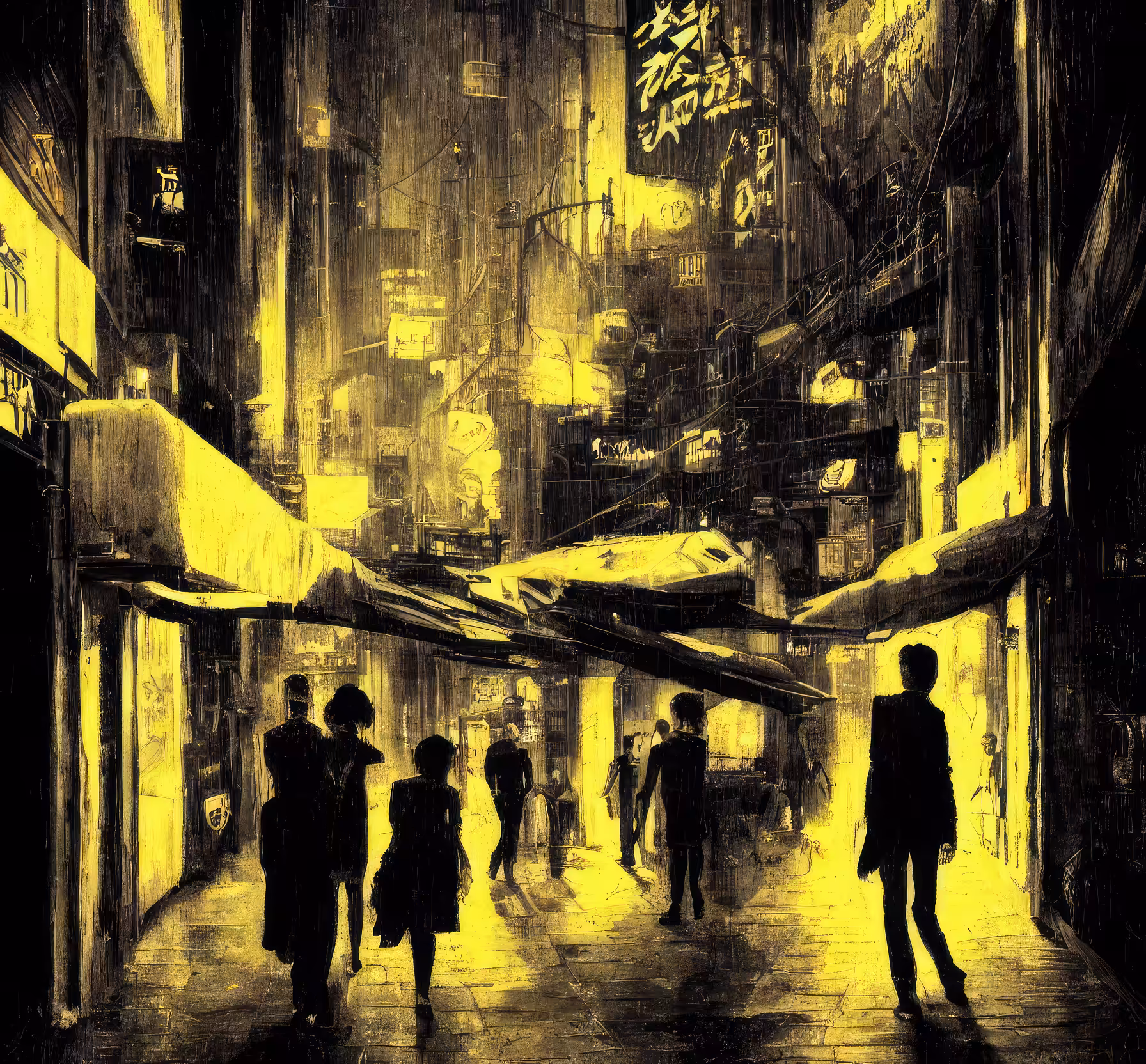 Neon Alleyway With A Noir Feel