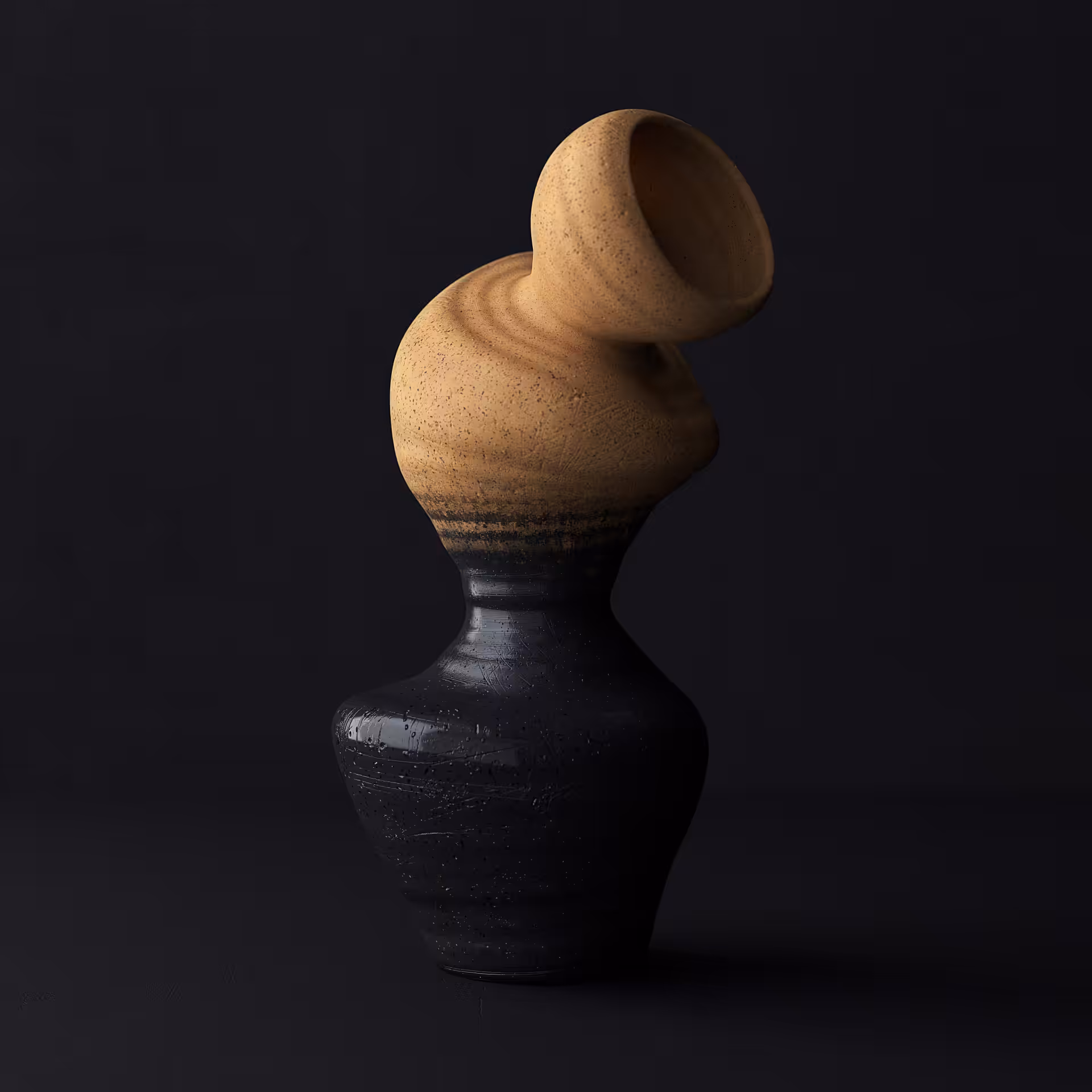 Digital Ceramics | Curvy Vase | Black