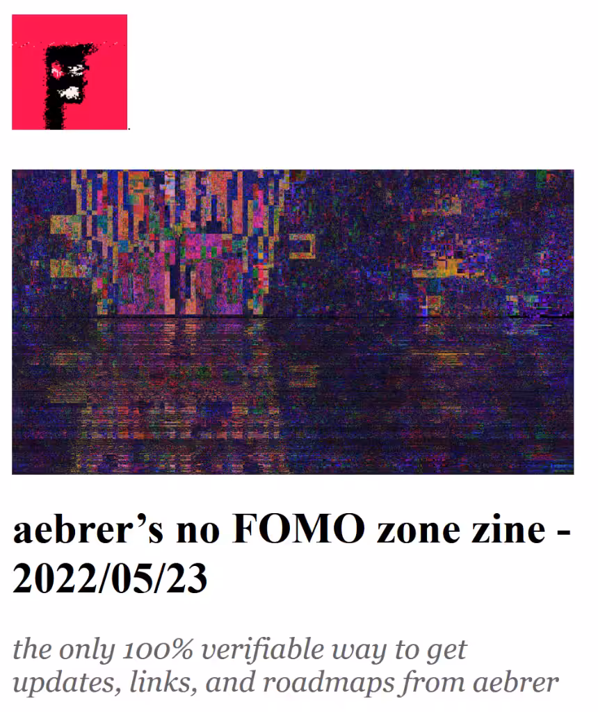 aebrer’s no FOMO zone zine - 2022/05/23