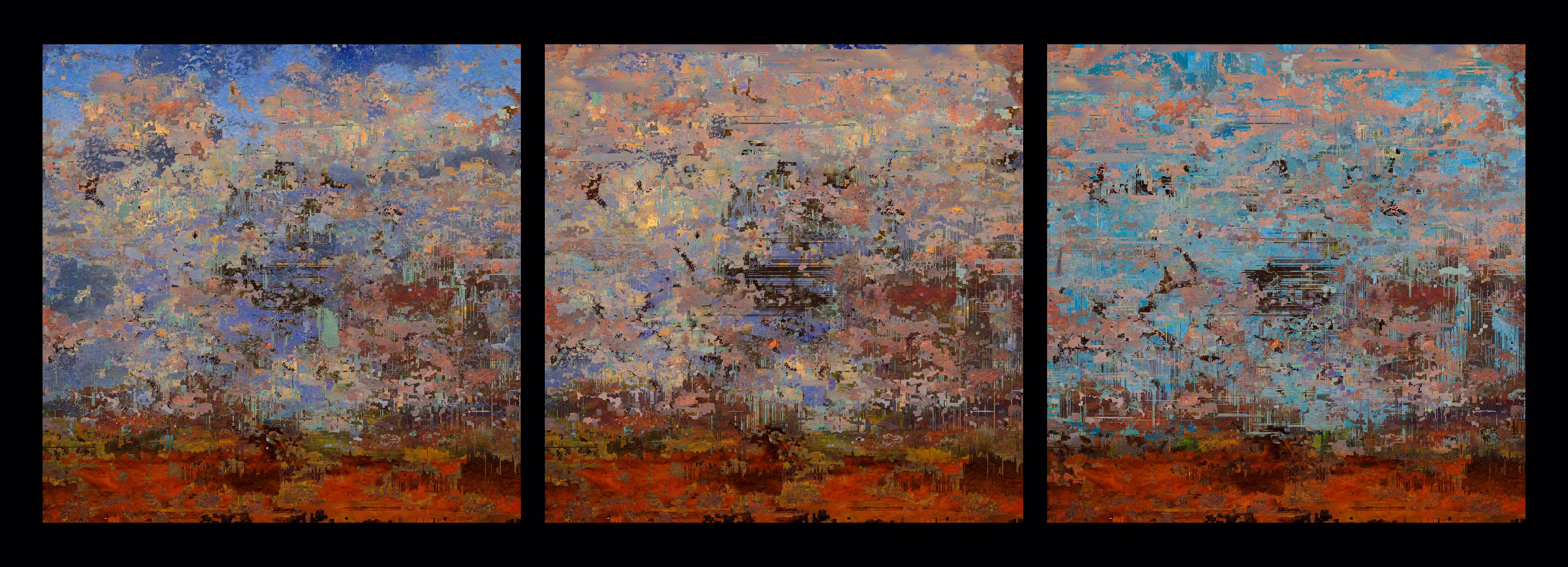 Three variations of red (tierra roja) 