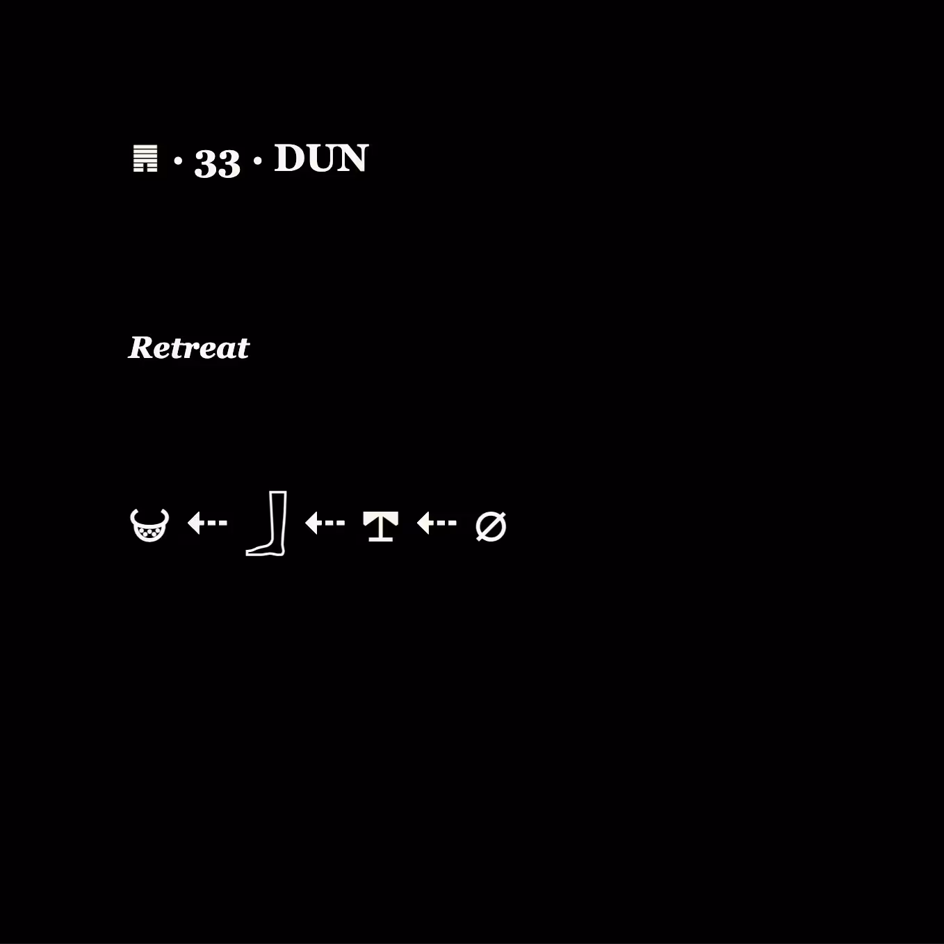 U+33 // RETREAT