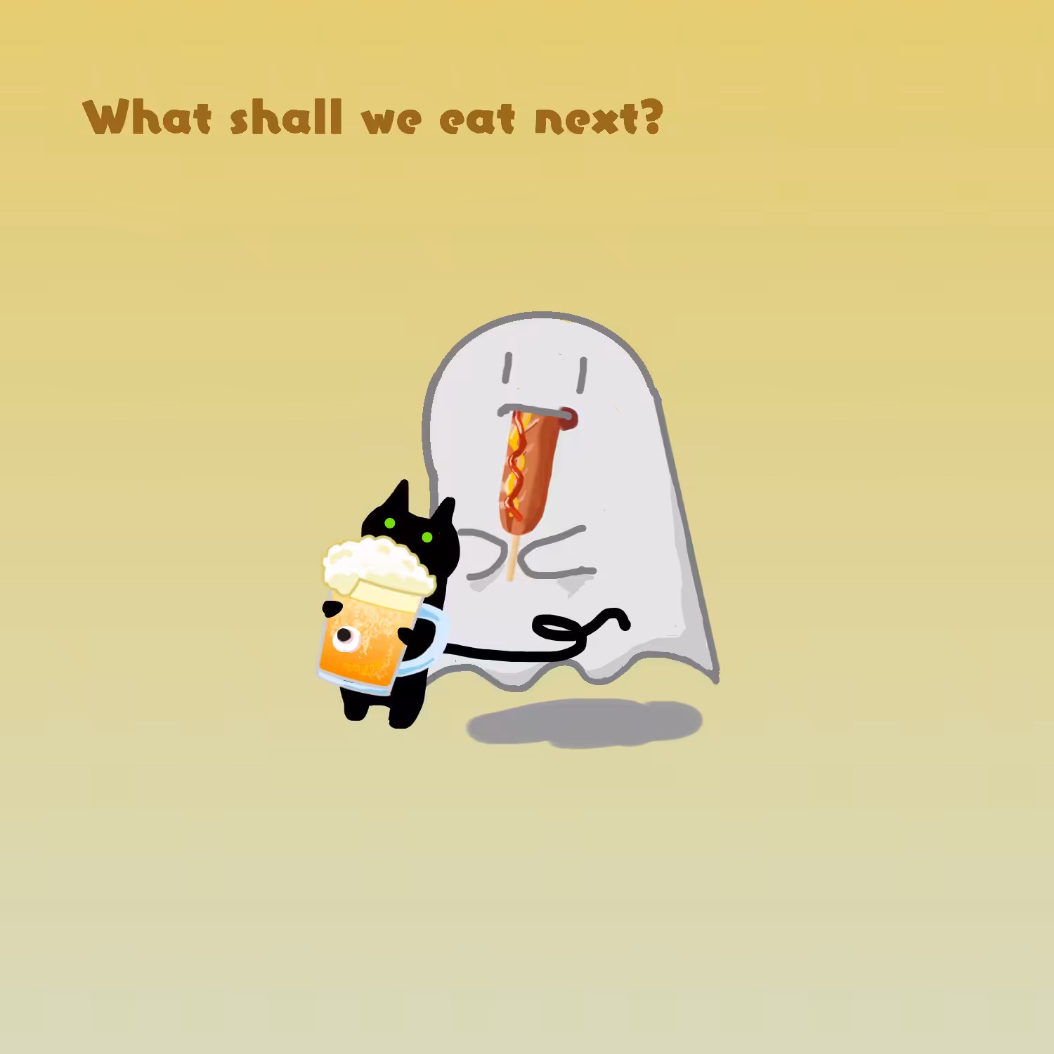 Hungry Ghost: What shall we eat next?(Beer and Sausage with Eyeball：after that）