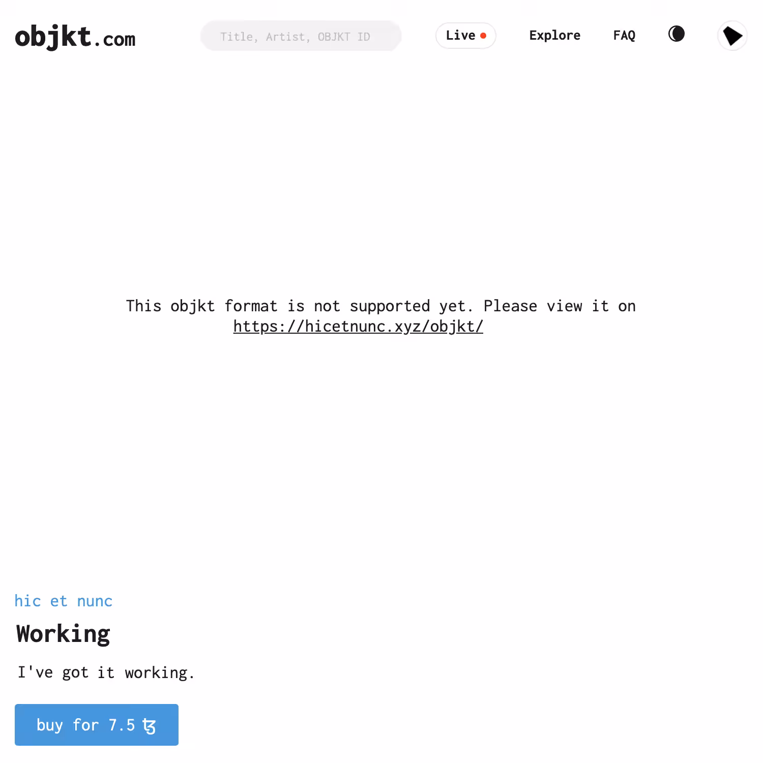 This objkt format is not supported yet.