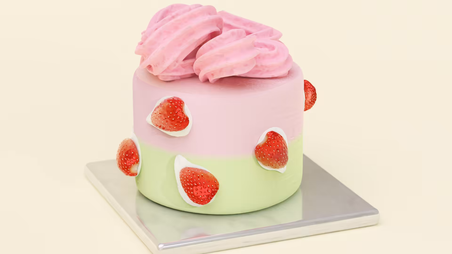 Mini berry sponge - strawberry matcha