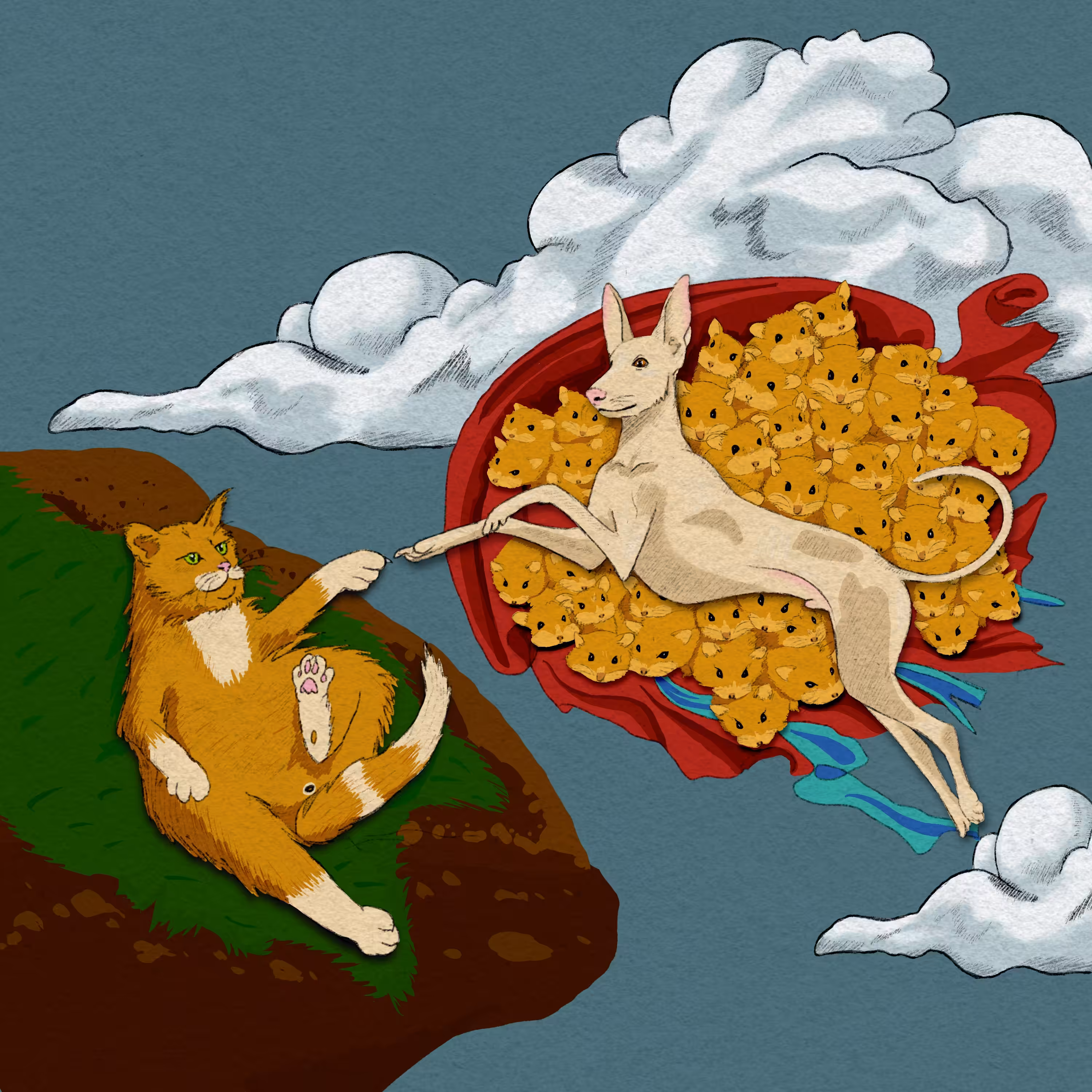 Cats and dogs. The creation of goodness
