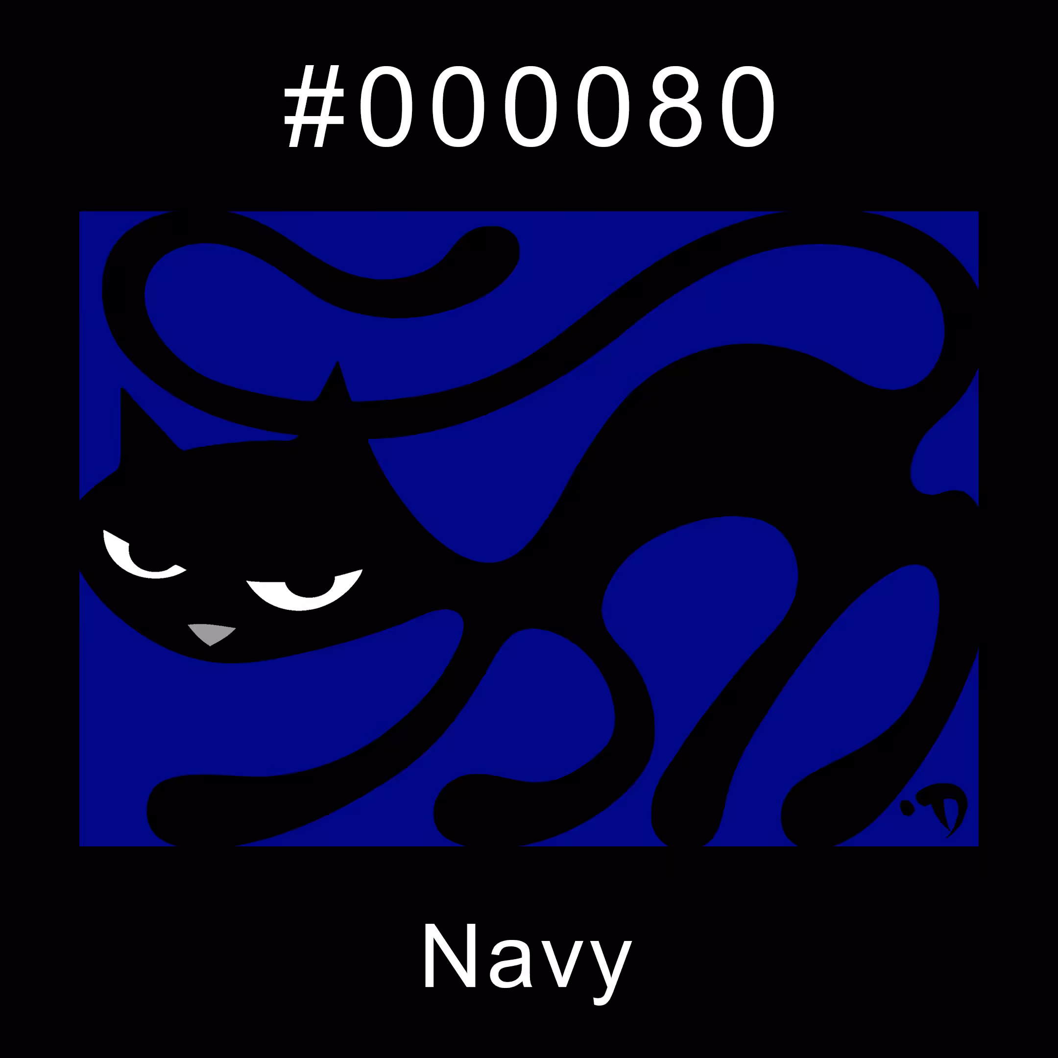(Series 1) Curvy Cat on HEX #000080 Navy