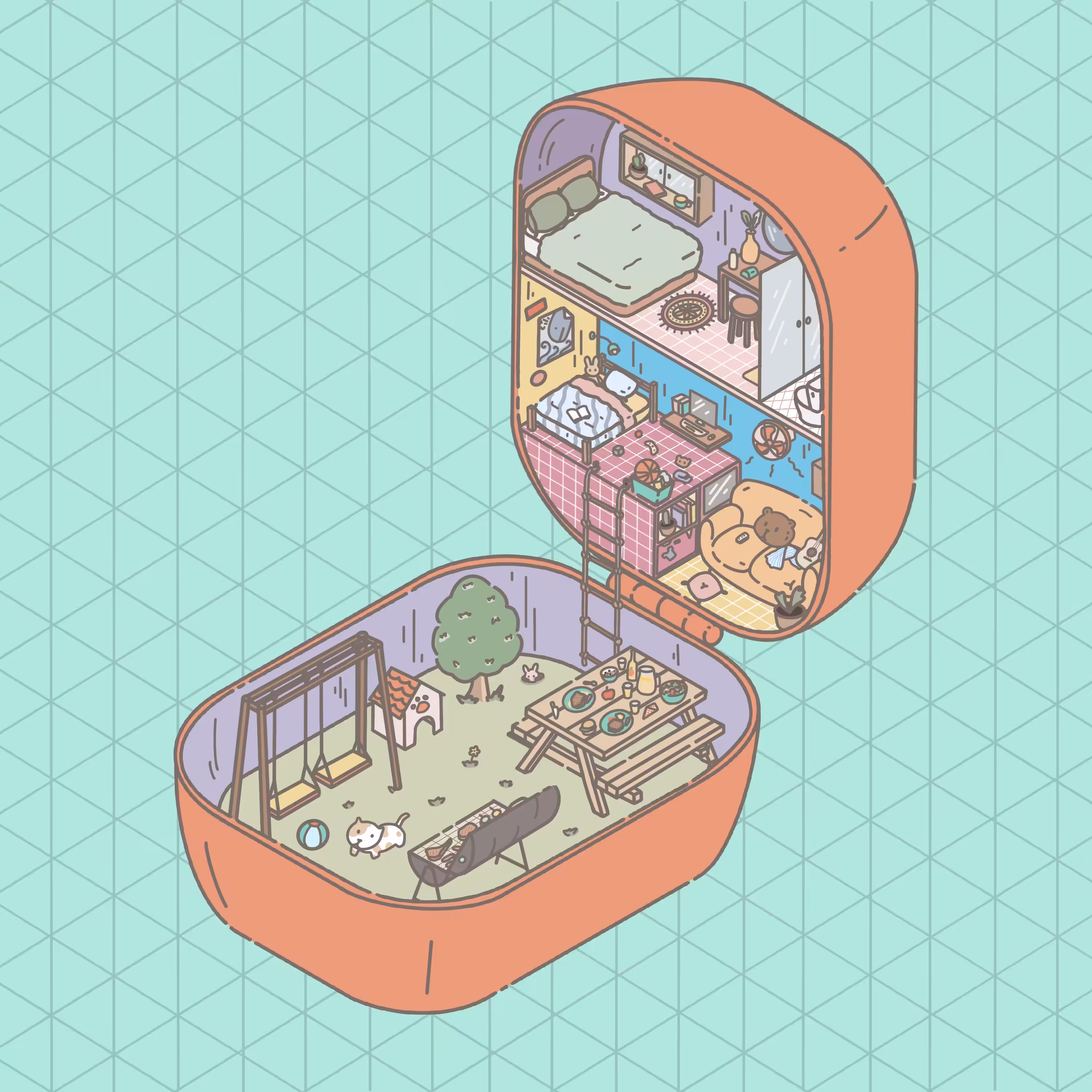 a mini isometric backyard house