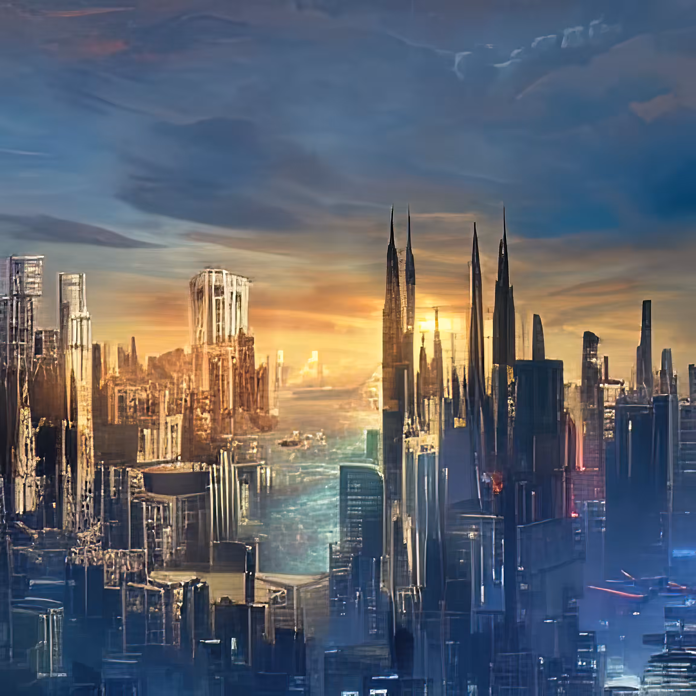 cyberpunk city panorama dawn 1640225006
