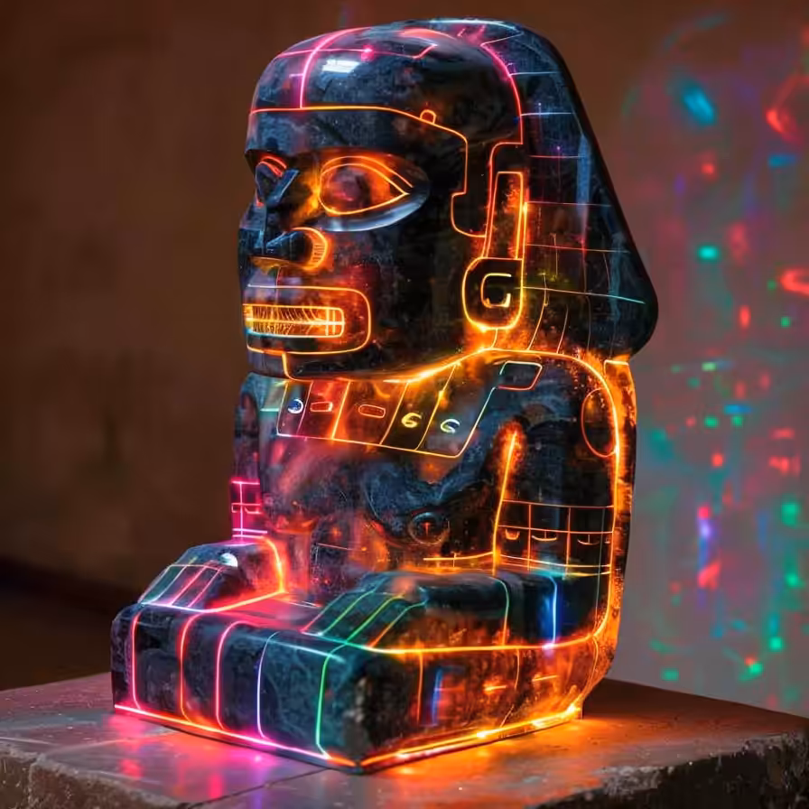 Unique luminiscent obsidian god