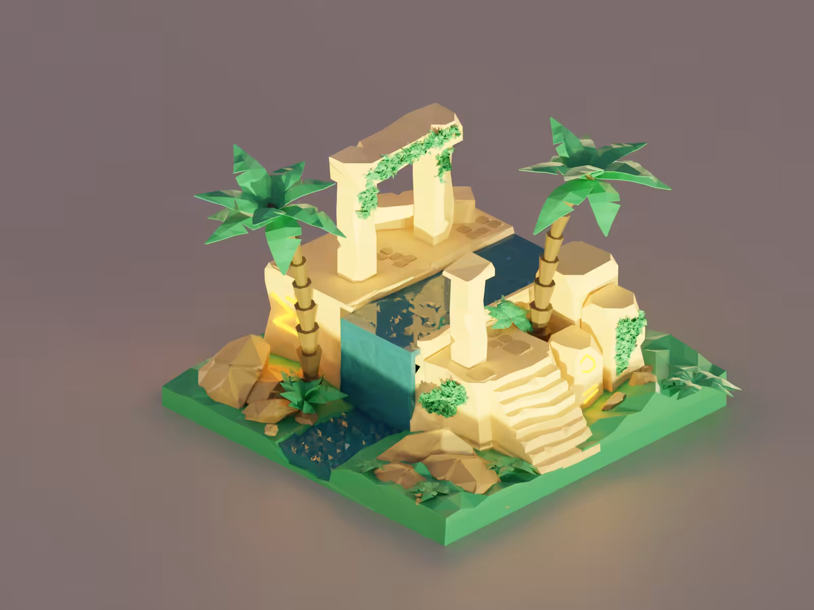 Ancient Ruin at Moonlight 