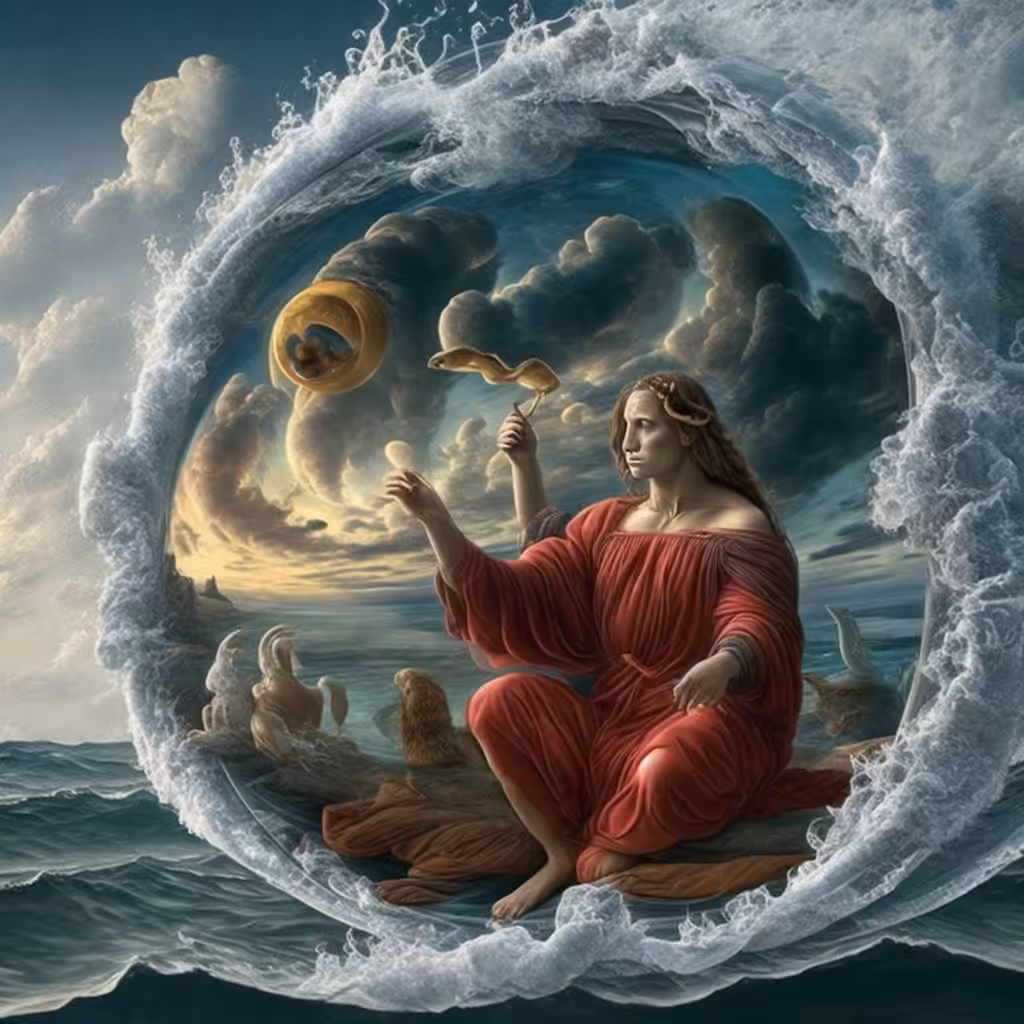 the goddess of the sky and the seas.