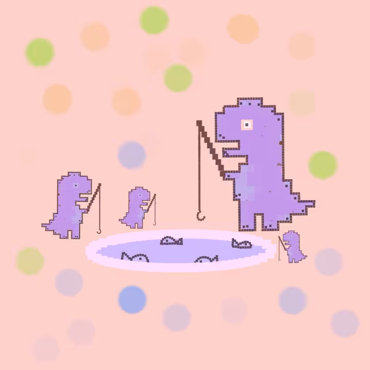 Fishing dino's fam