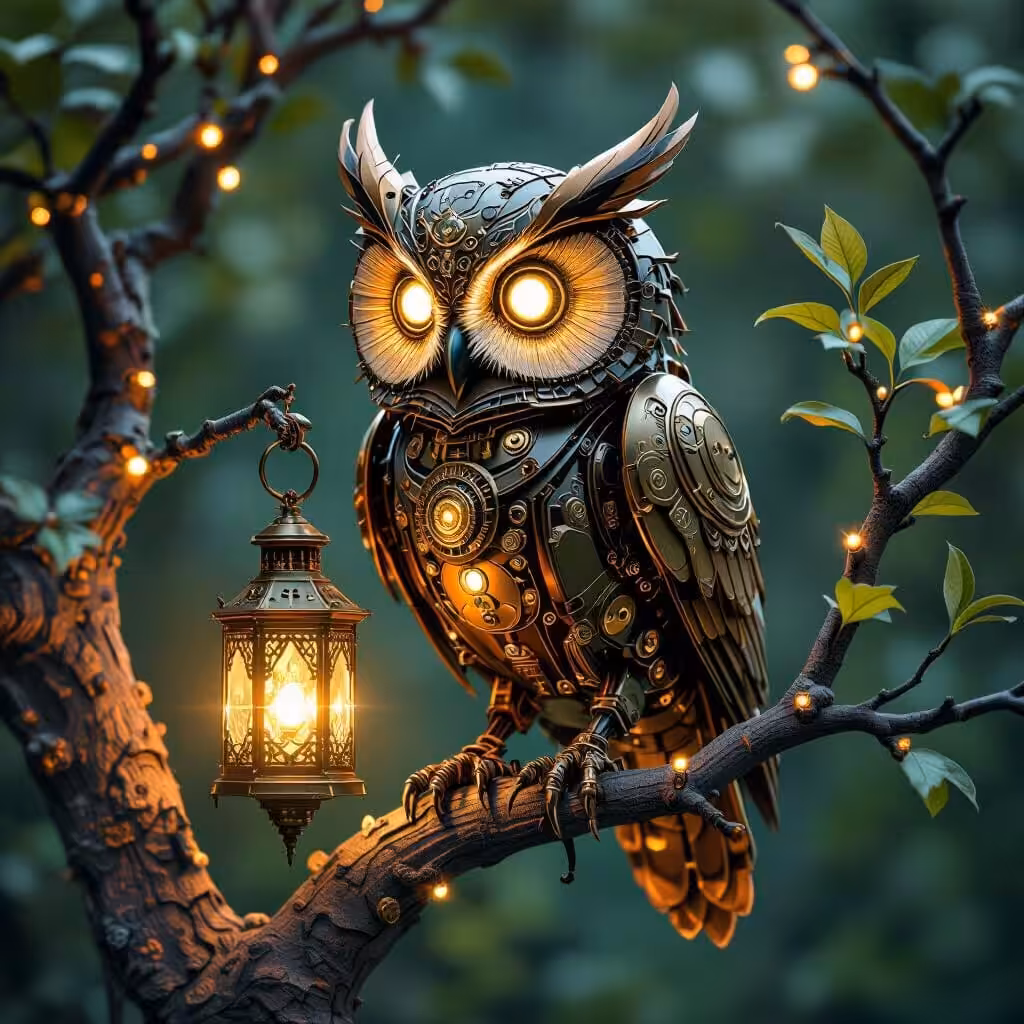 NightCafe Creations: Steampunk Owl 1