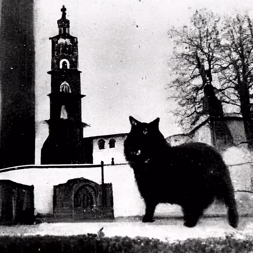 LF005-527-Black cat and church bells