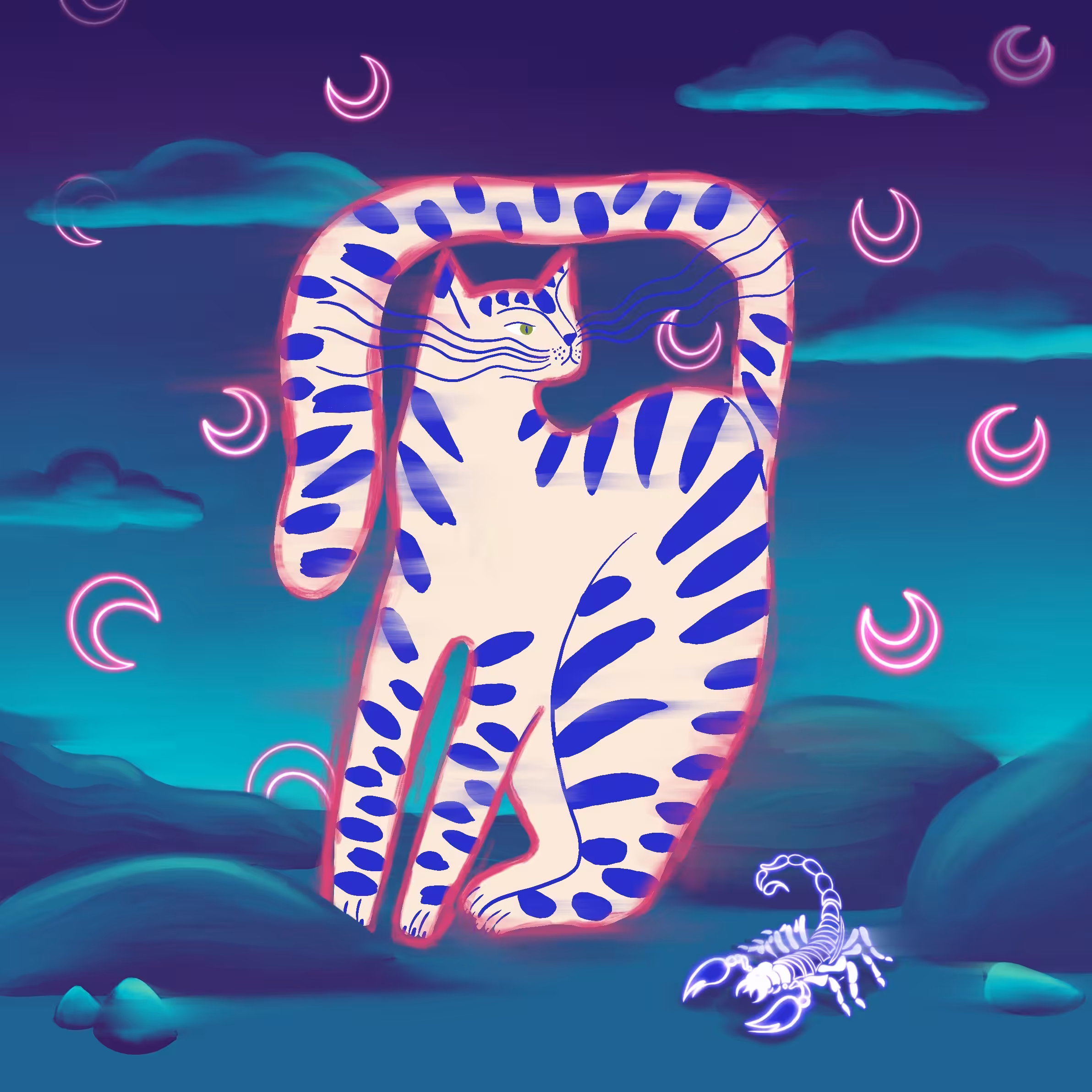 Neon Alien Cat