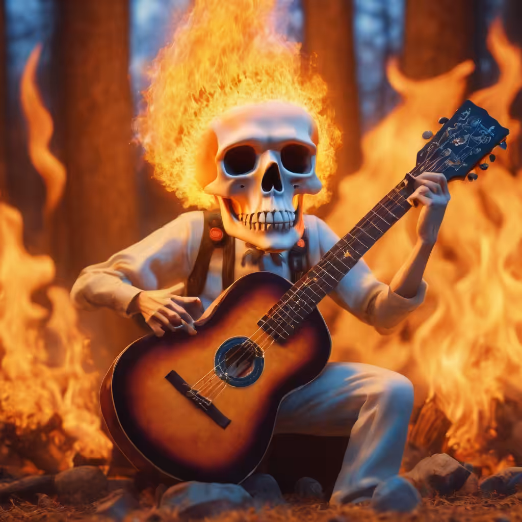 skeleton on fire