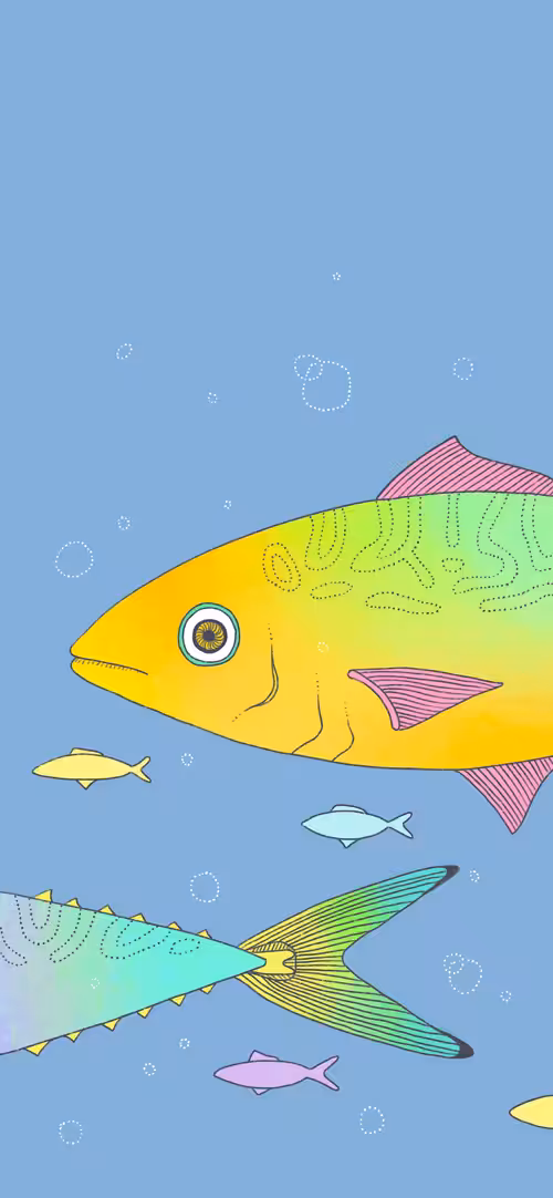 Close one's eyes goods: Wallpaper <fish>