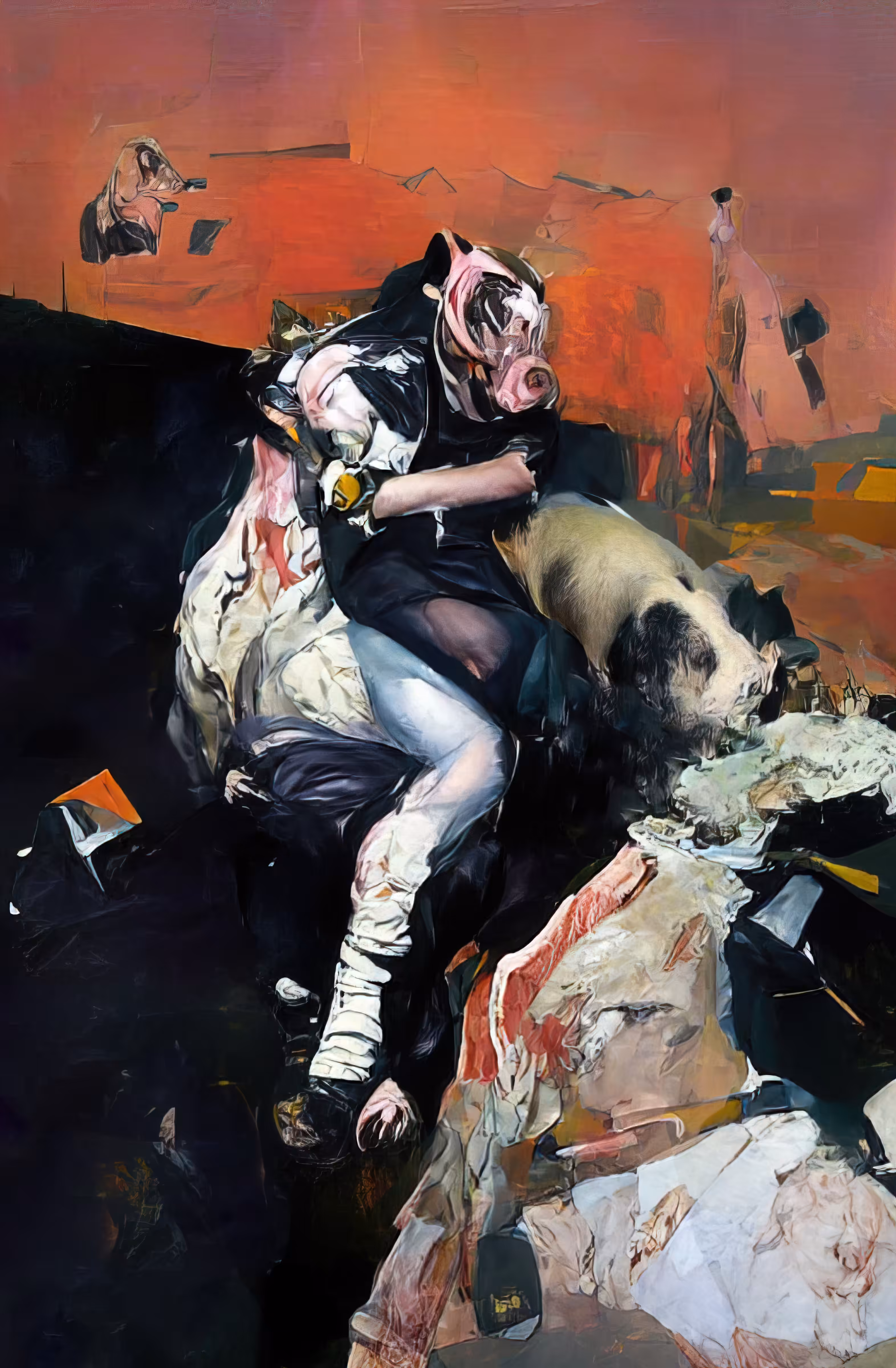 Lady and a pig