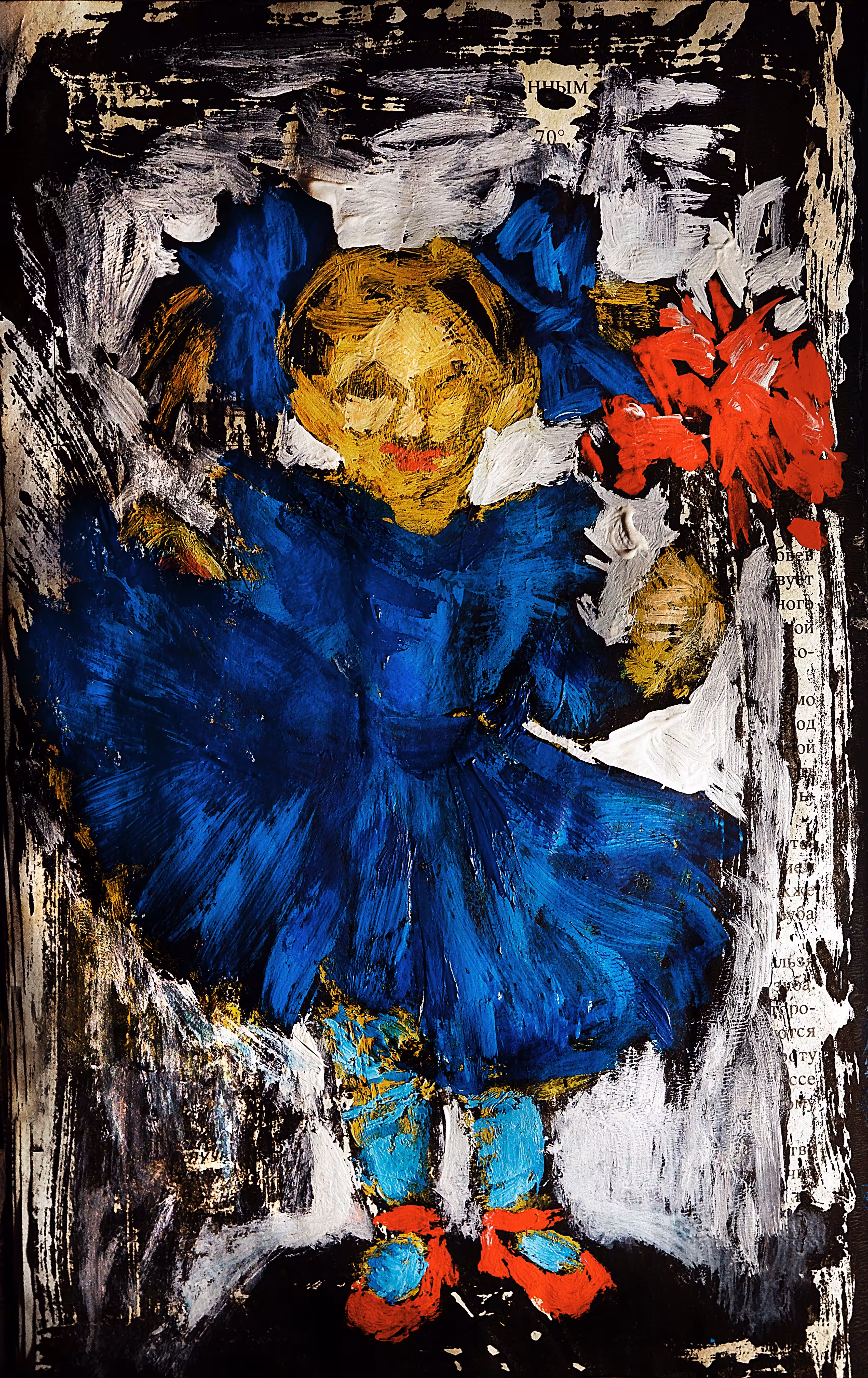 Red bouquet Blue bows