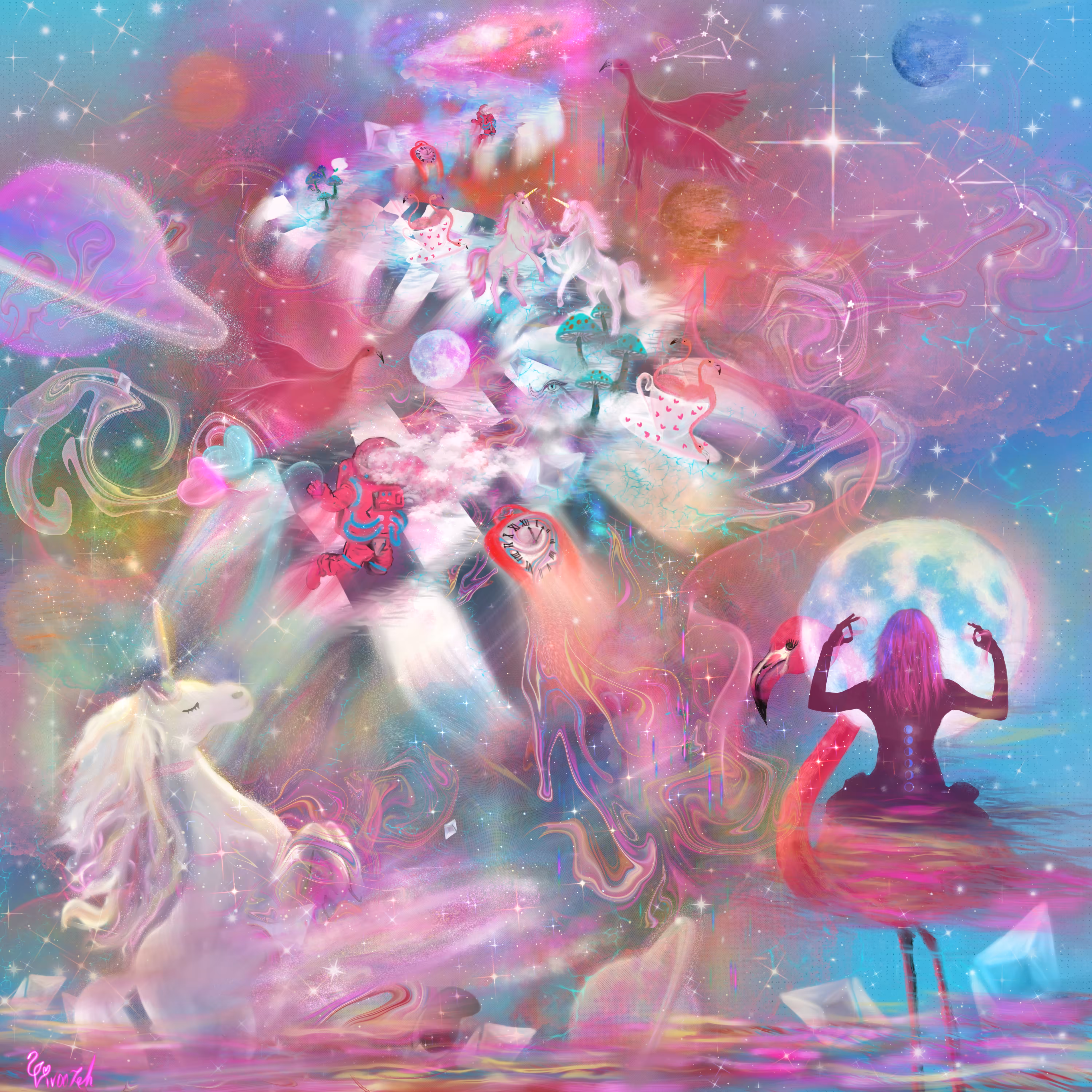FLAMINGO IN WONDERLAND: Pink light 🩷✨