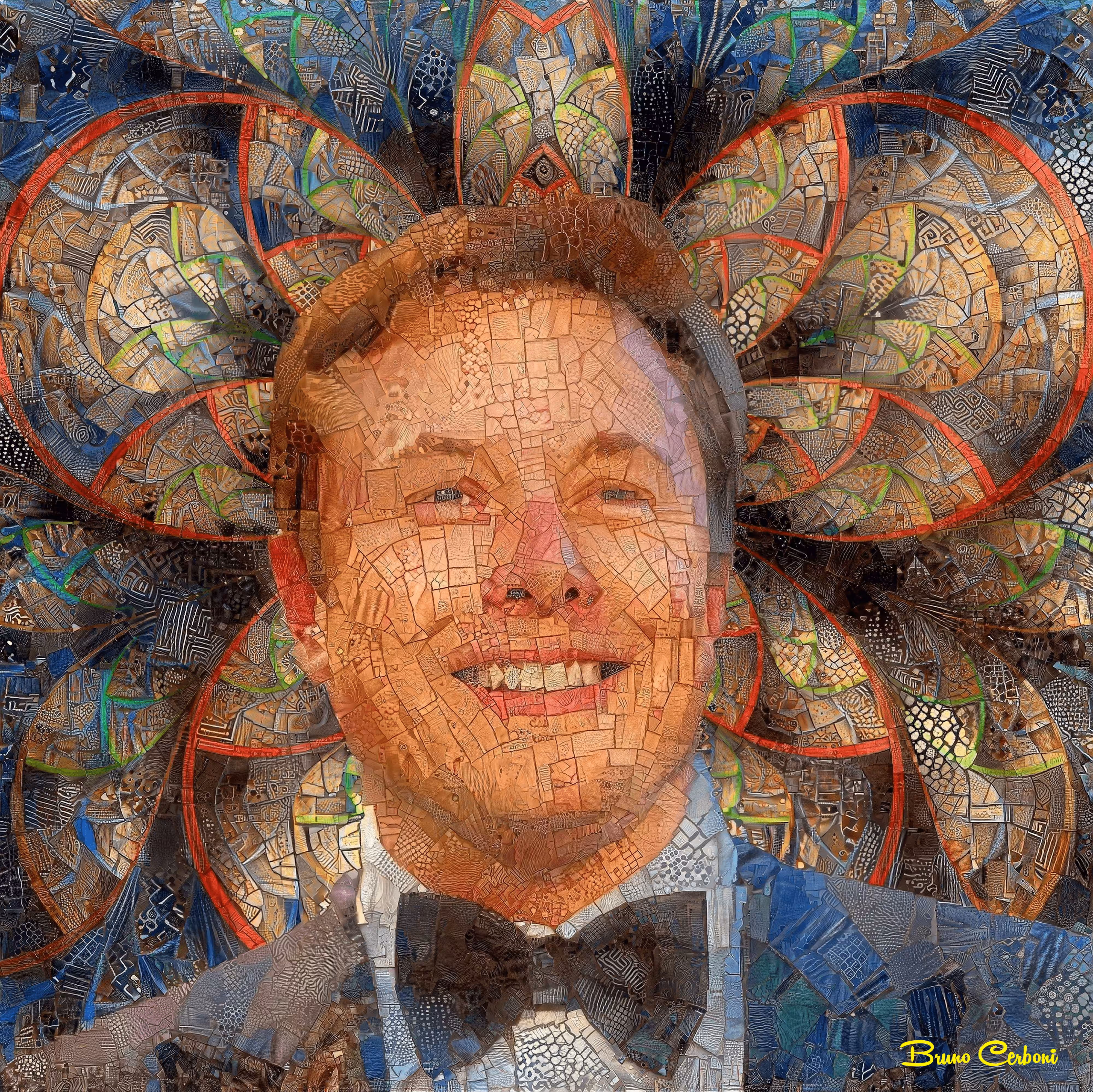 Mosaic portrait of Elon Musk