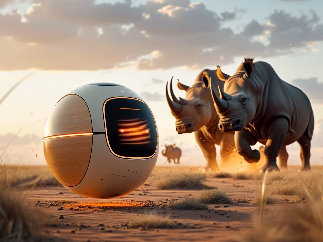 two rhinos want to attack boguball