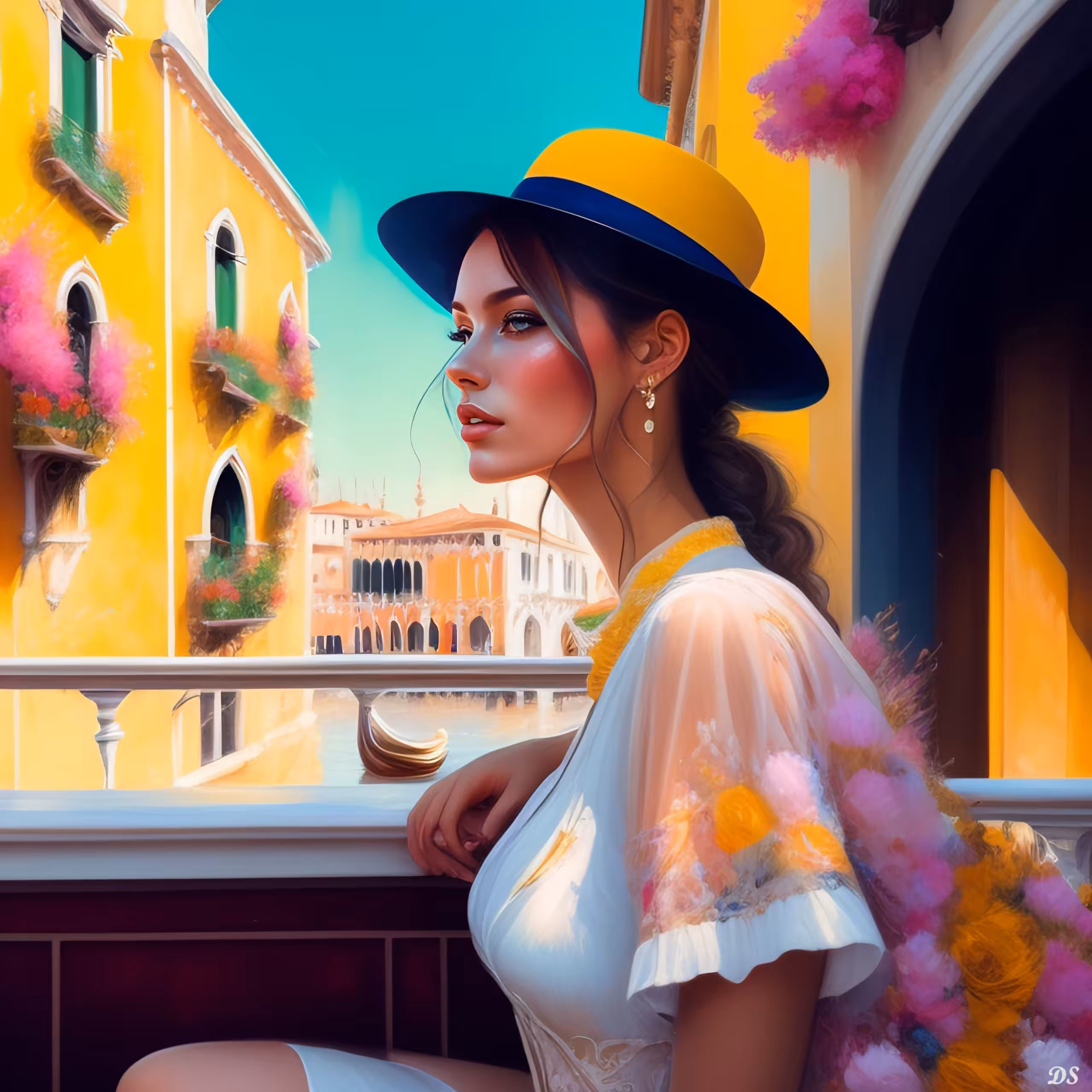 the woman with hat 
