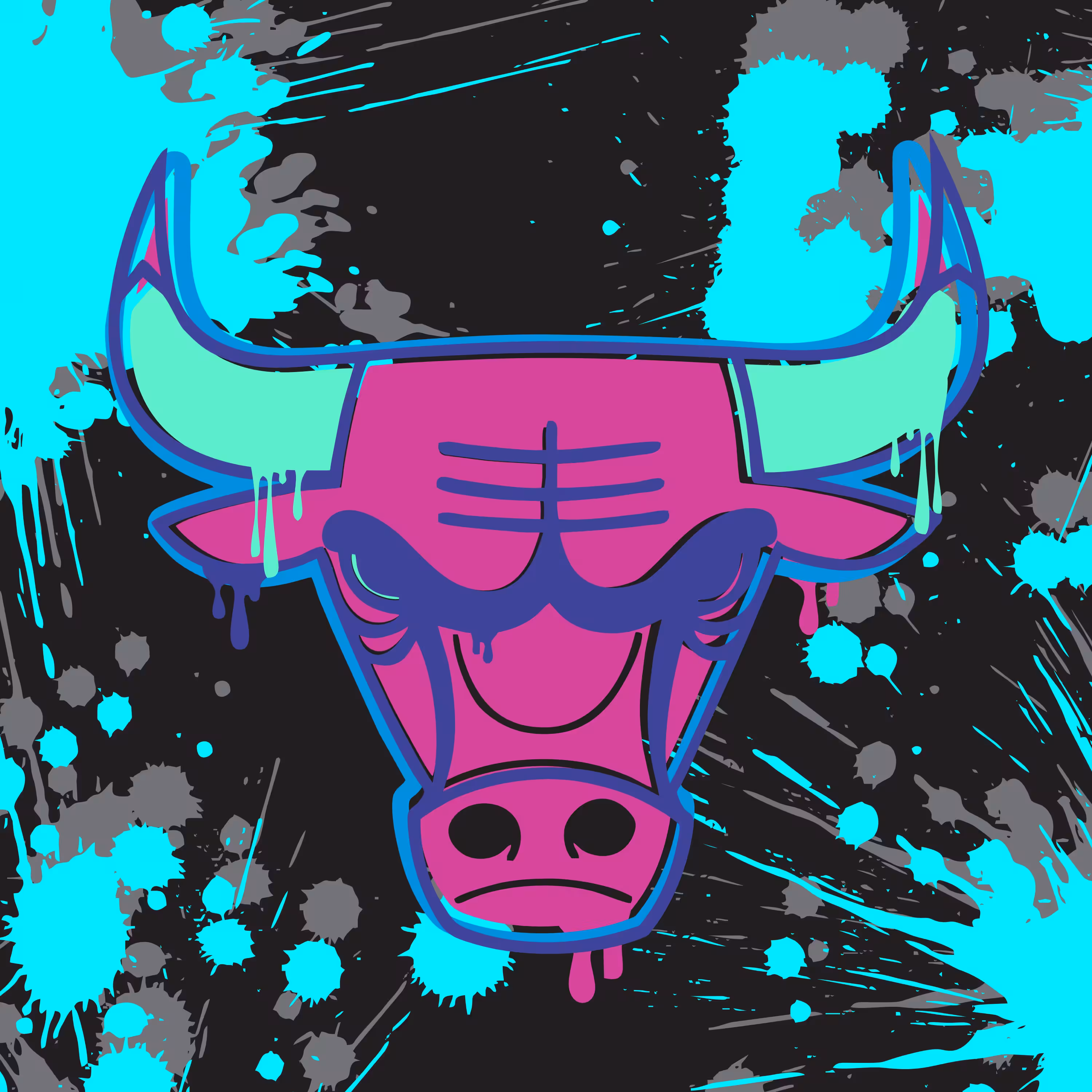 Chicago Bulls Logo Graffiti - Night