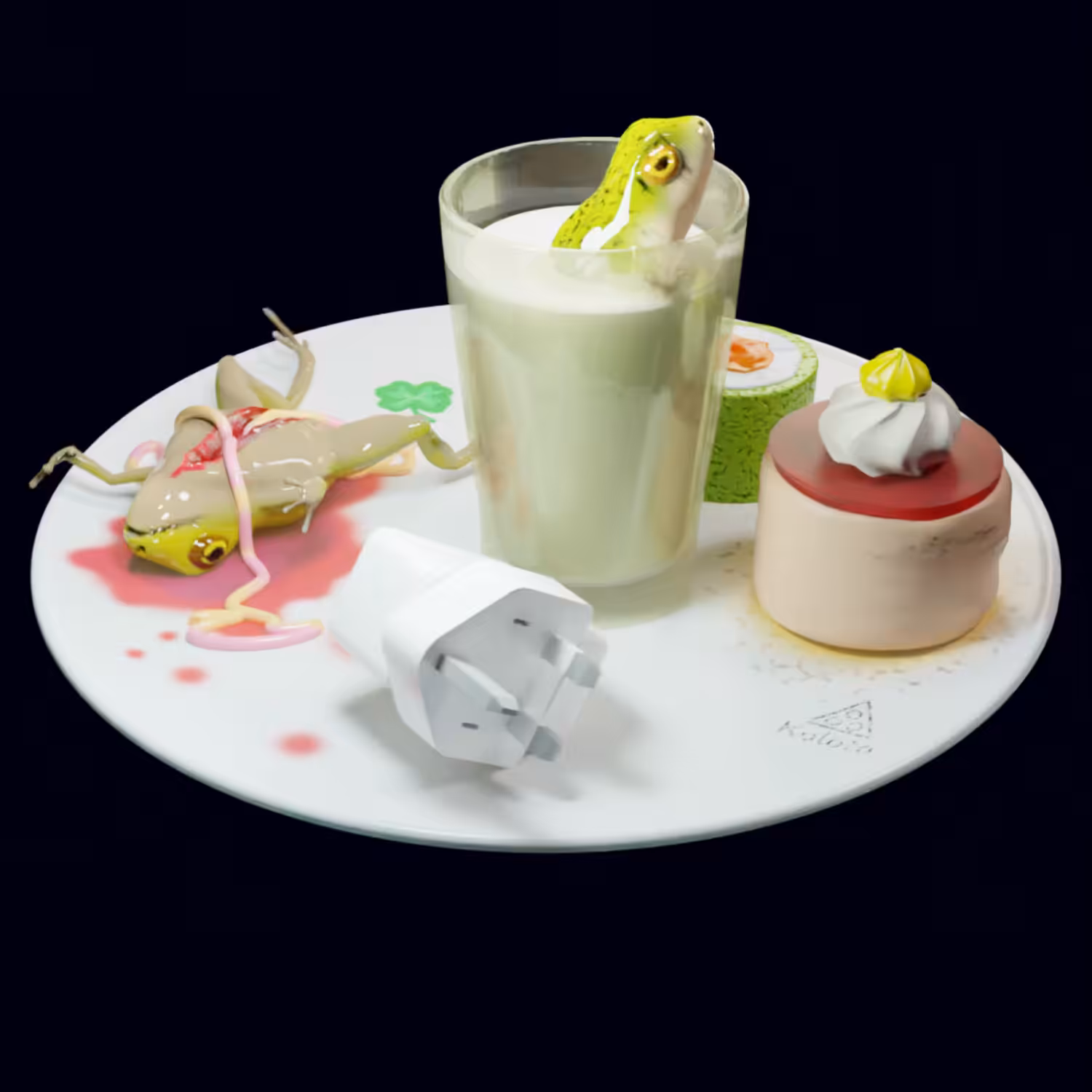 Sculpt plate "Plate with frogs milk cakes and adapter" by Koloto