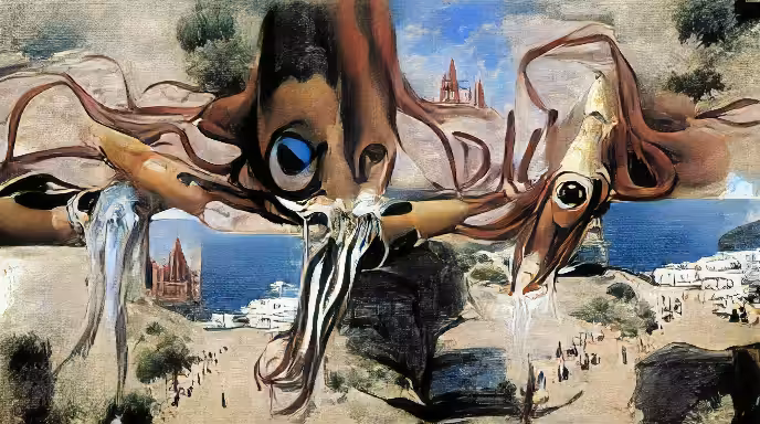 KING SQUID IN THE STYLE OF DALÍ