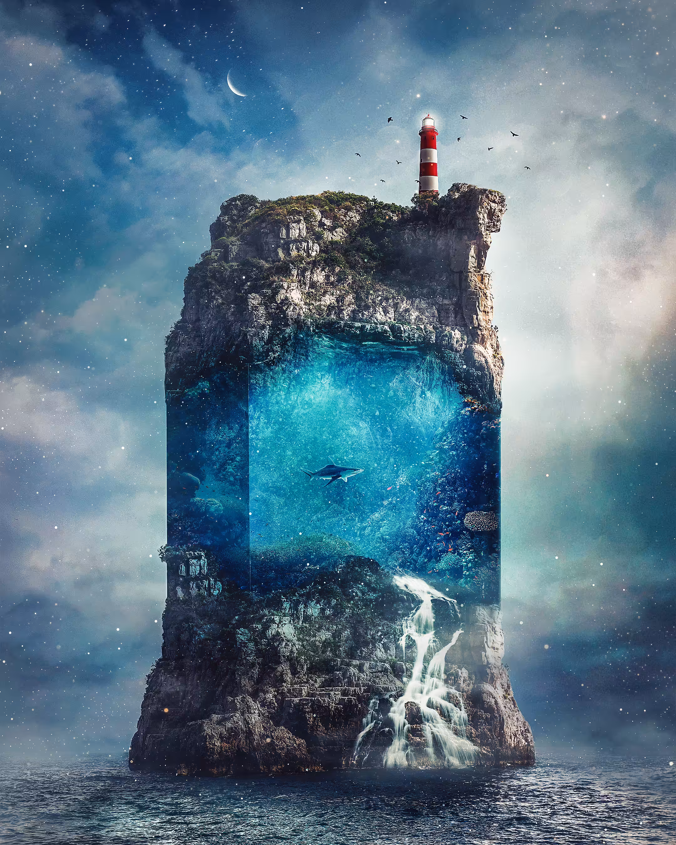 Aquarium cliff
