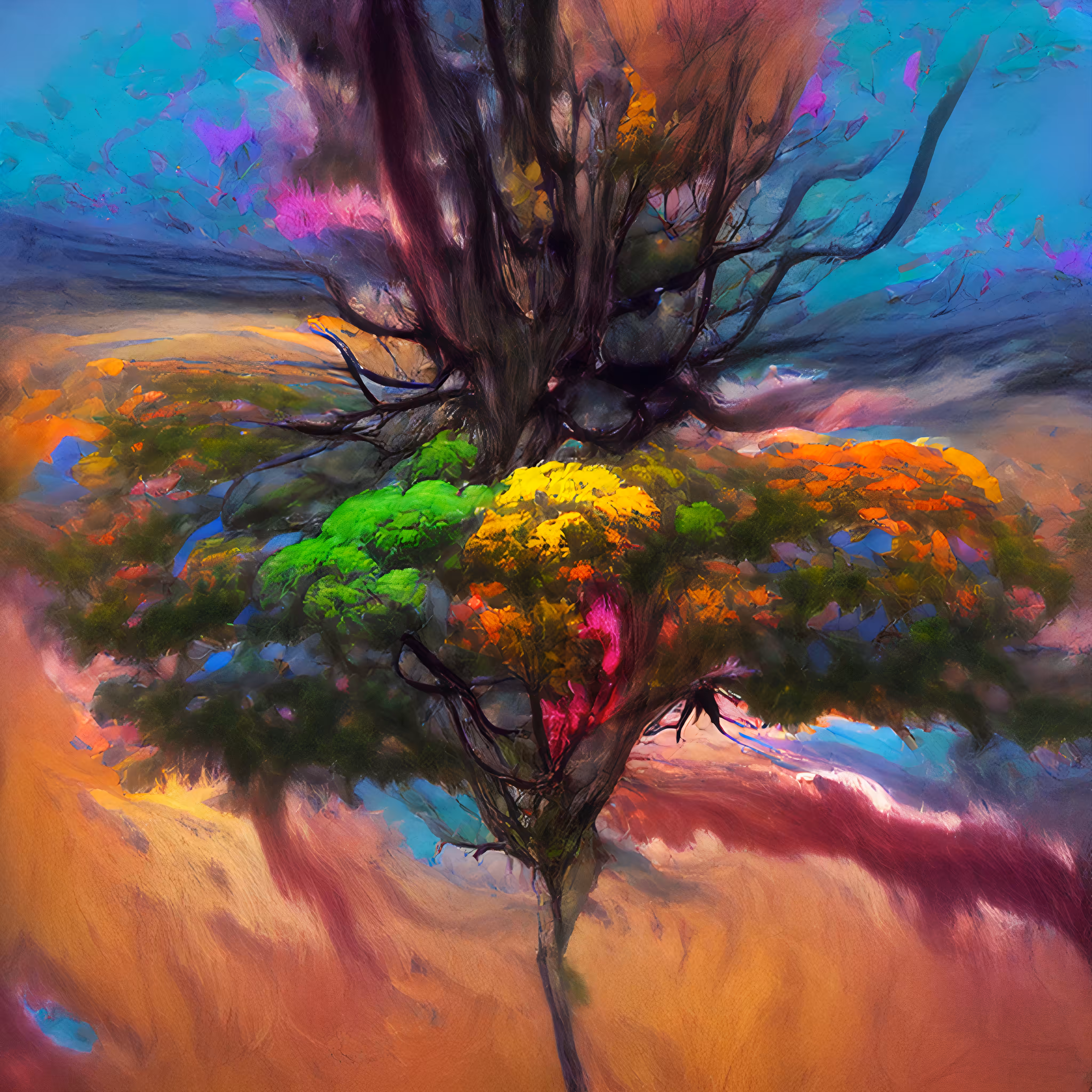 Colorful nice plum tree