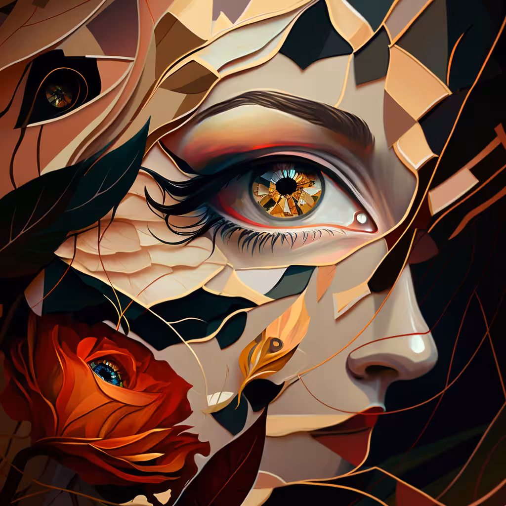 Broke Feelings: Cubism Eye In a Rose